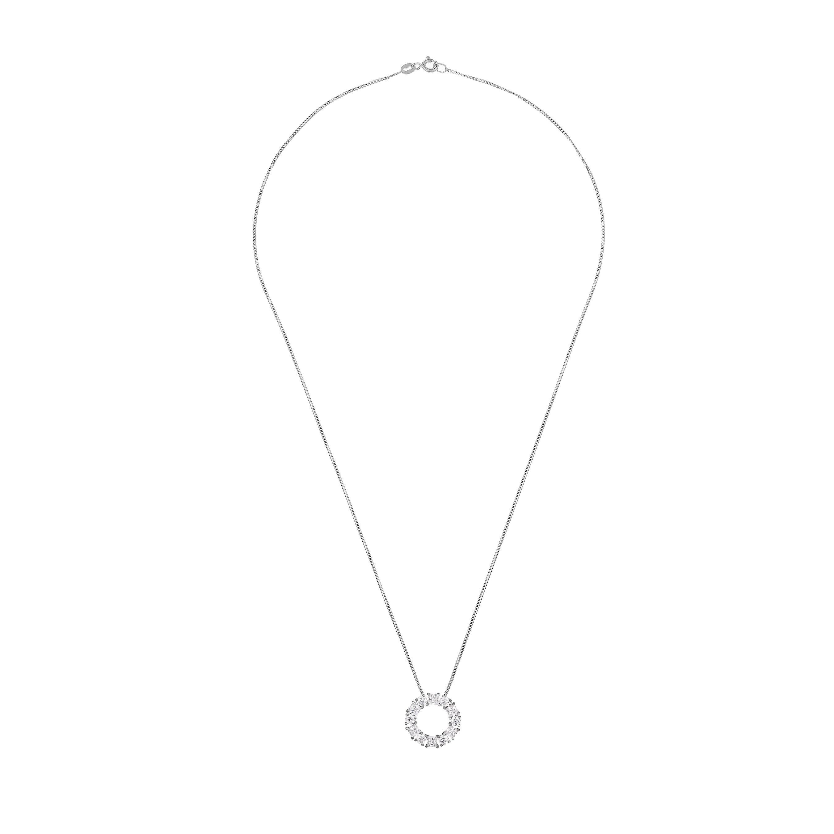 9ct White Gold Cubic Zirconia Circle Pendant | 0139073 | Beaverbrooks ...