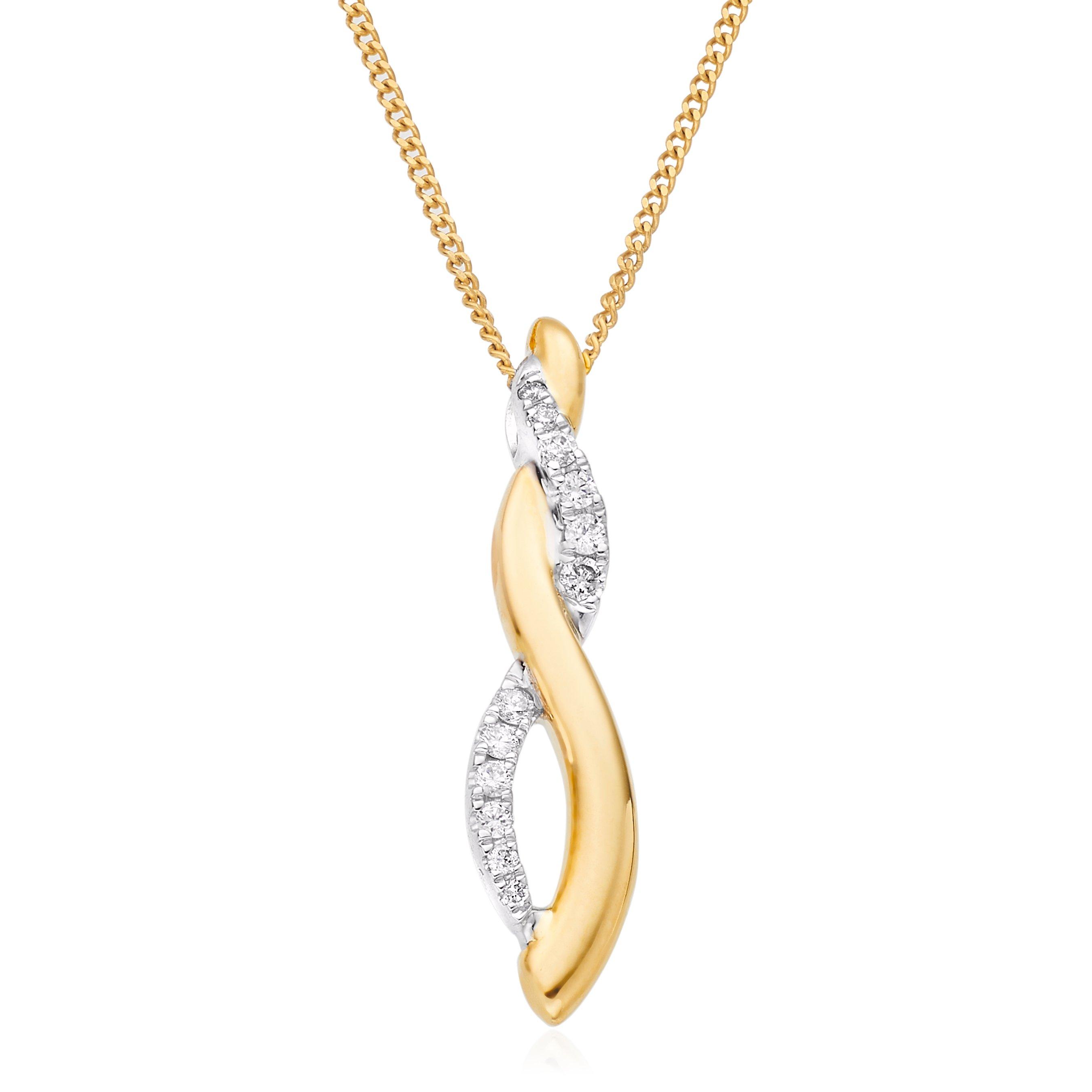 Beaverbrooks Essence 9ct Yellow Gold Diamond Twist Pendant