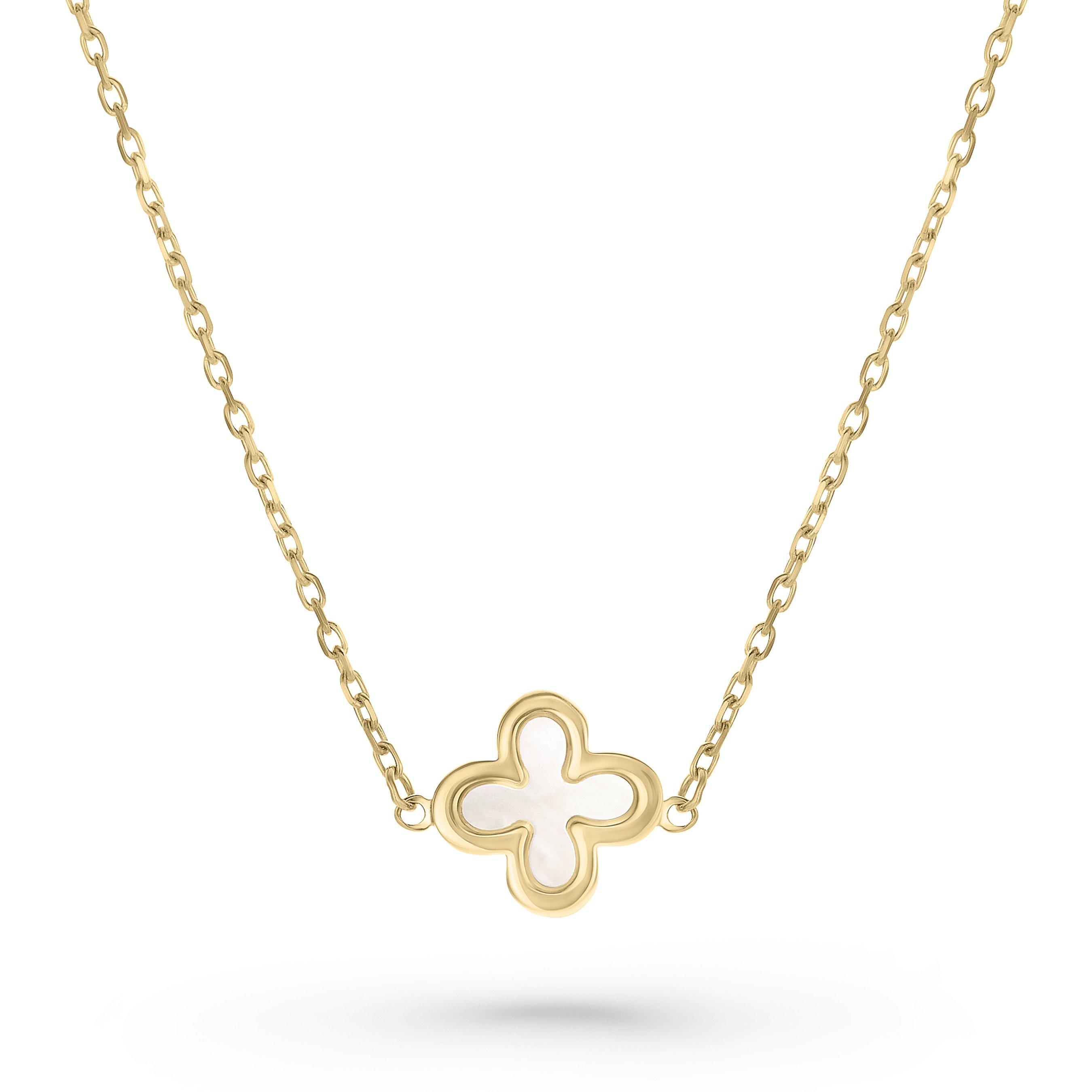 9ct Yellow Gold Mother of Pearl Single Clover Necklace