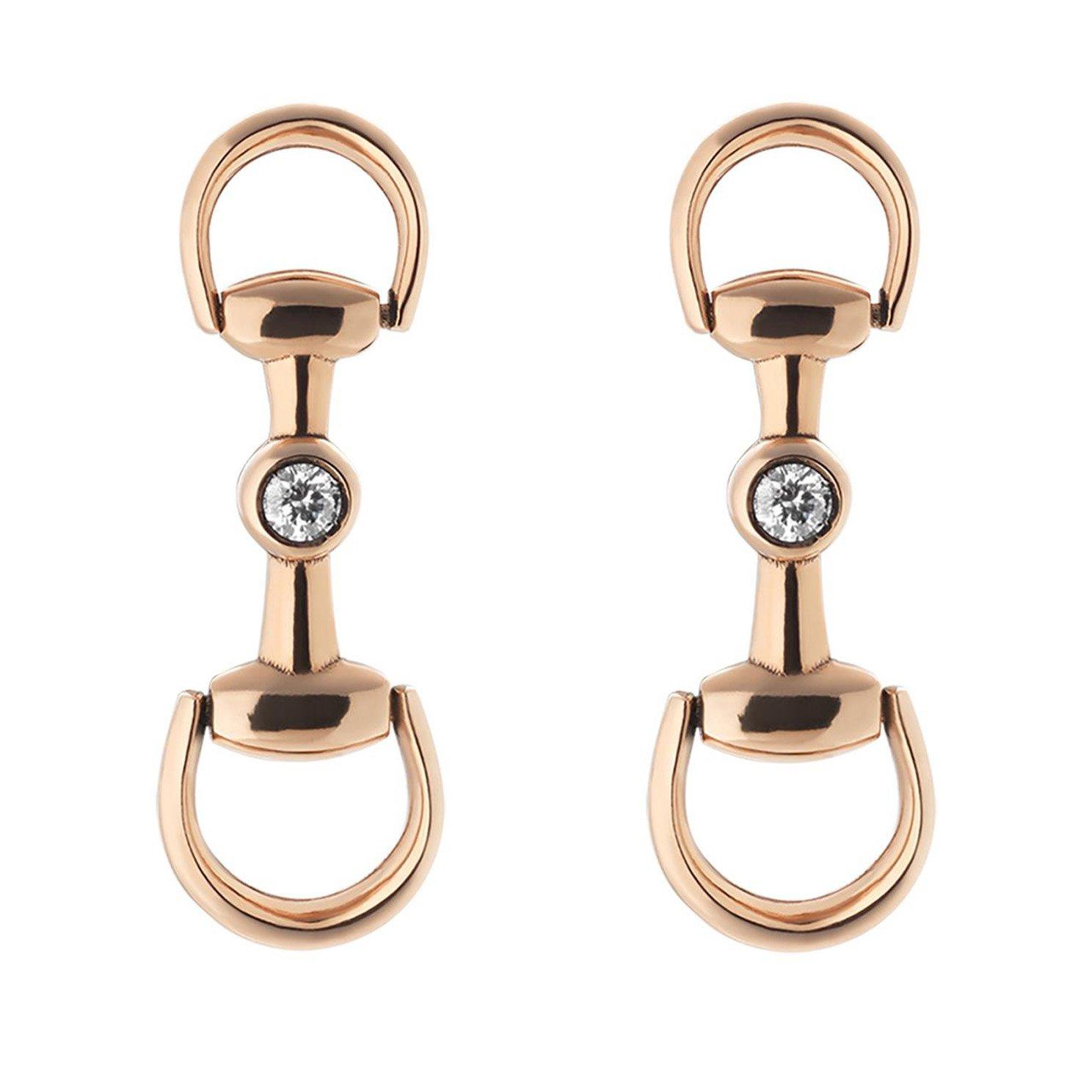 Gucci Horsebit 18ct Rose Gold Diamond Drop Earrings