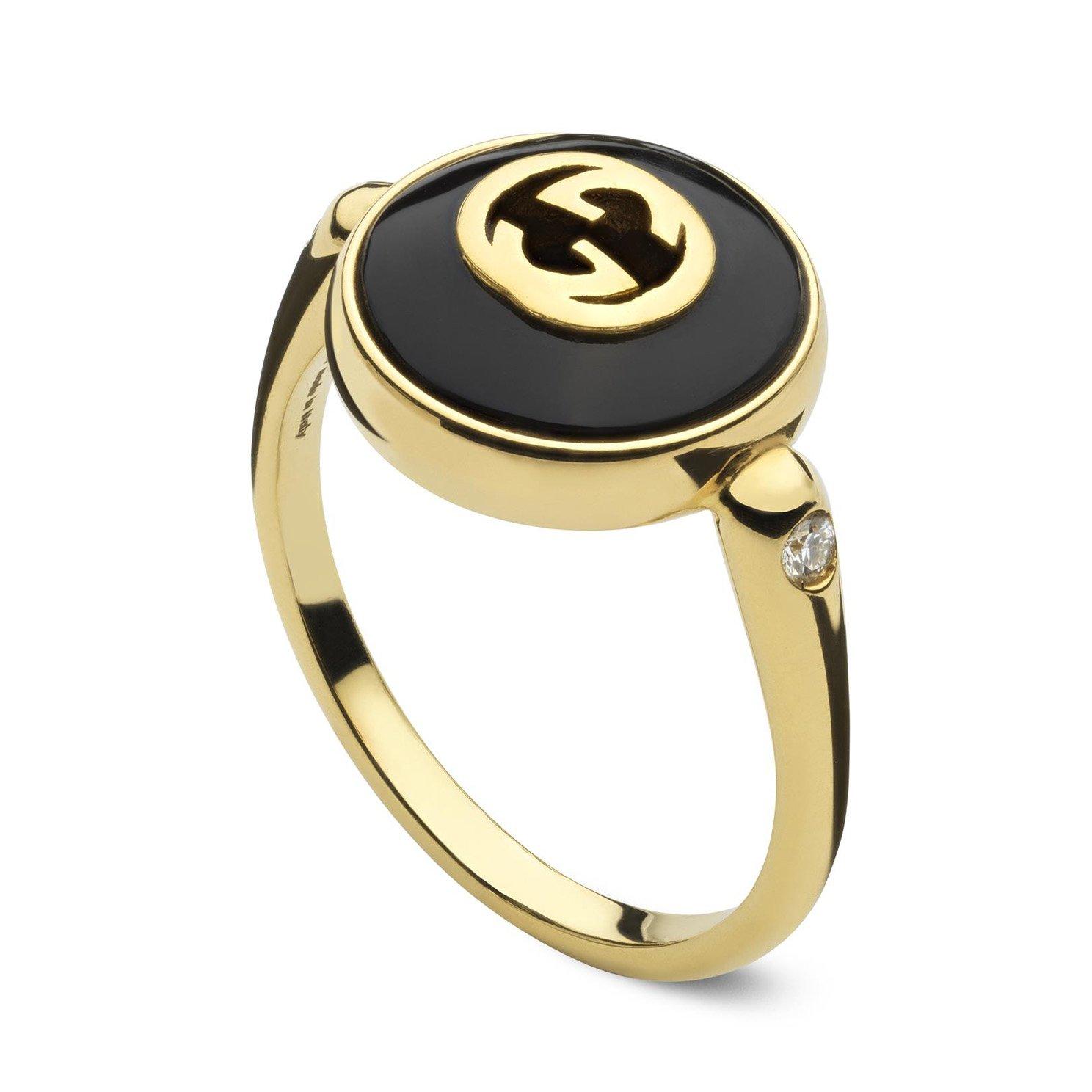 Gucci Interlocking 18ct Yellow Gold Diamond Ring