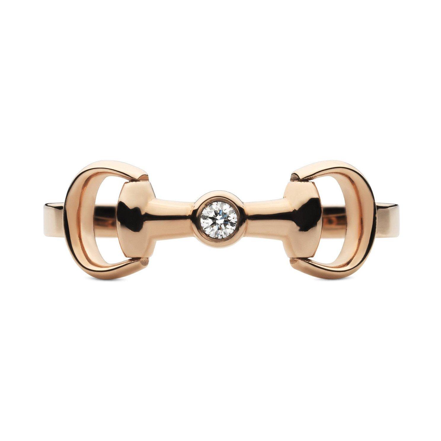 Gucci Women's Horsebit 18ct Rose Gold Diamond Ring