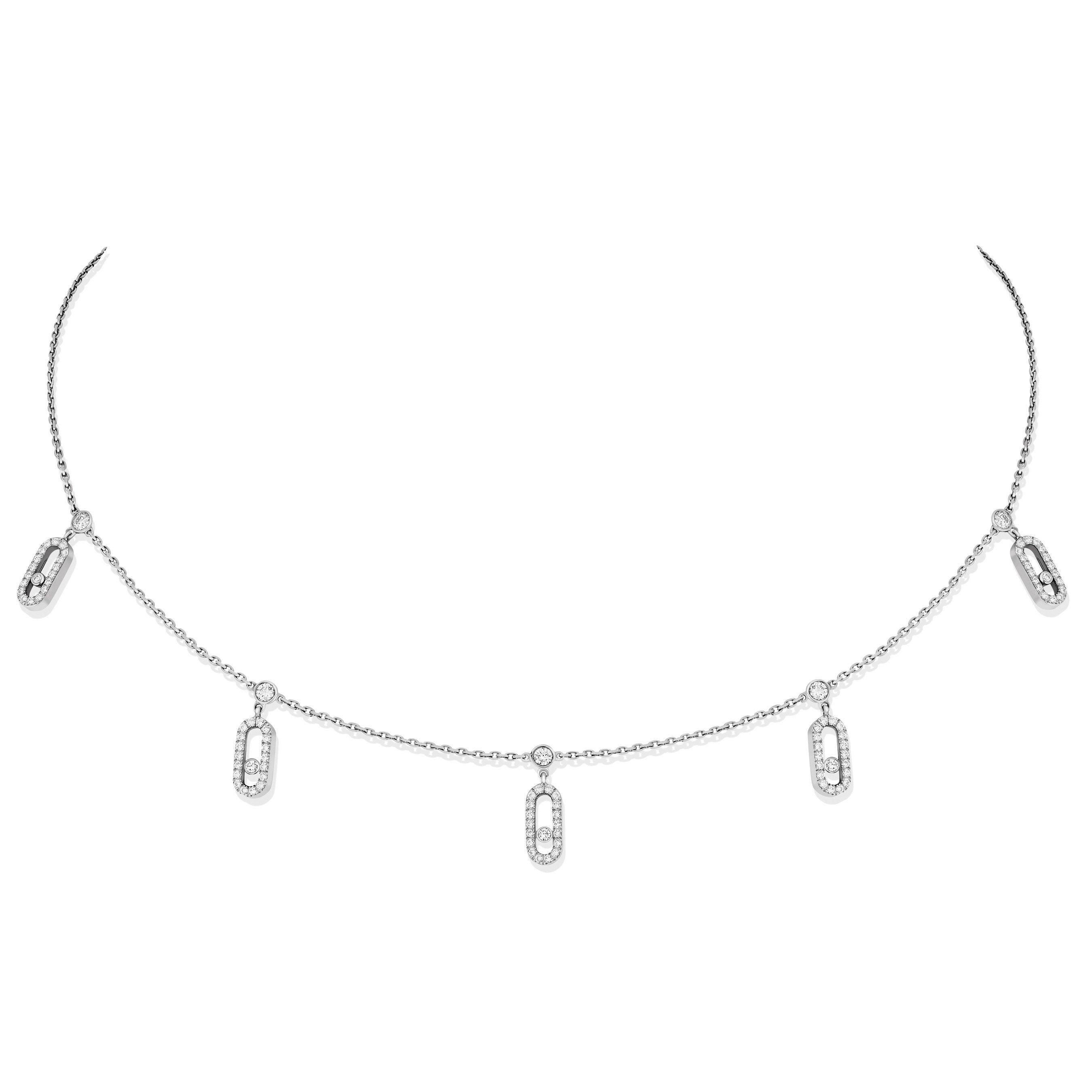 Messika Move Uno Pavé 18ct White Gold Diamond Drop Choker Necklace