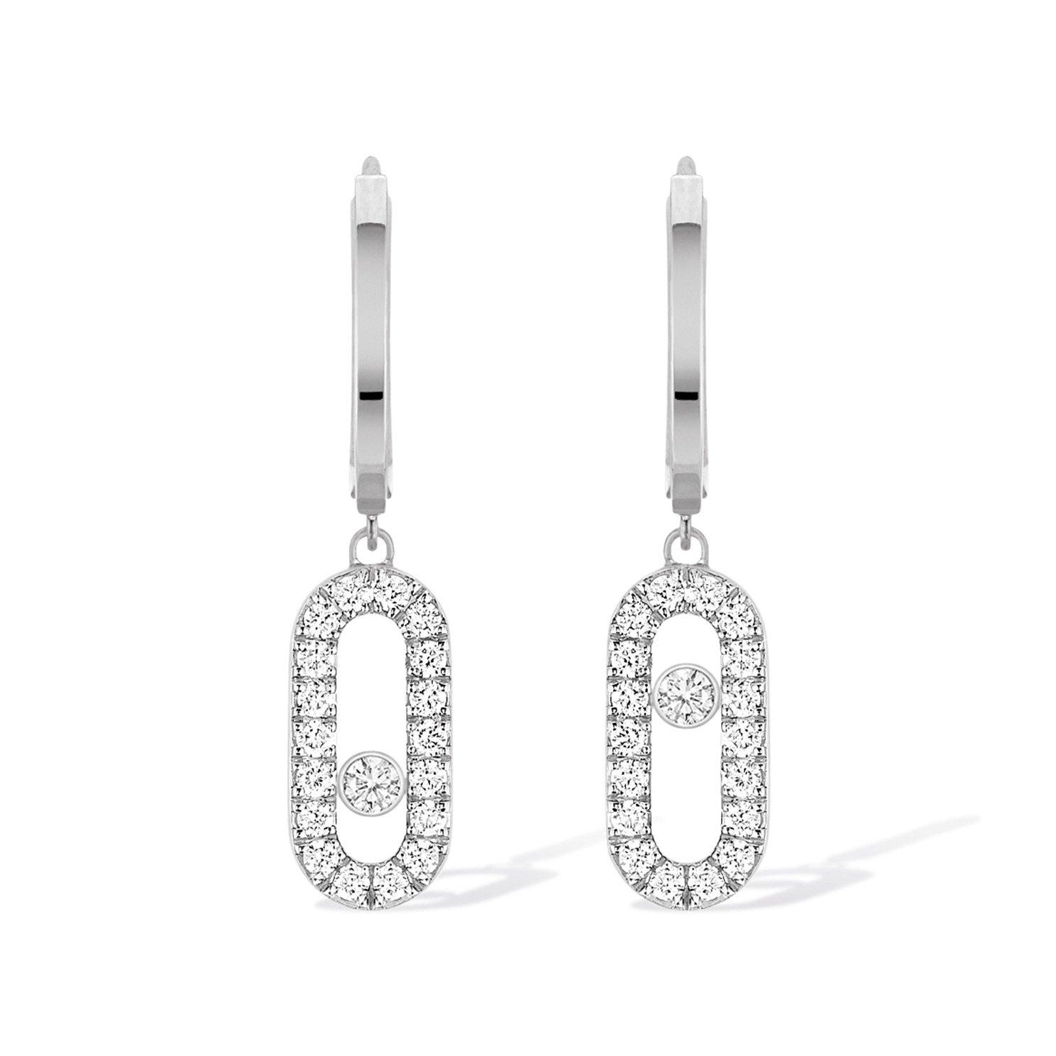 Messika Move Uno 18ct White Gold Diamond Hoop Earrings