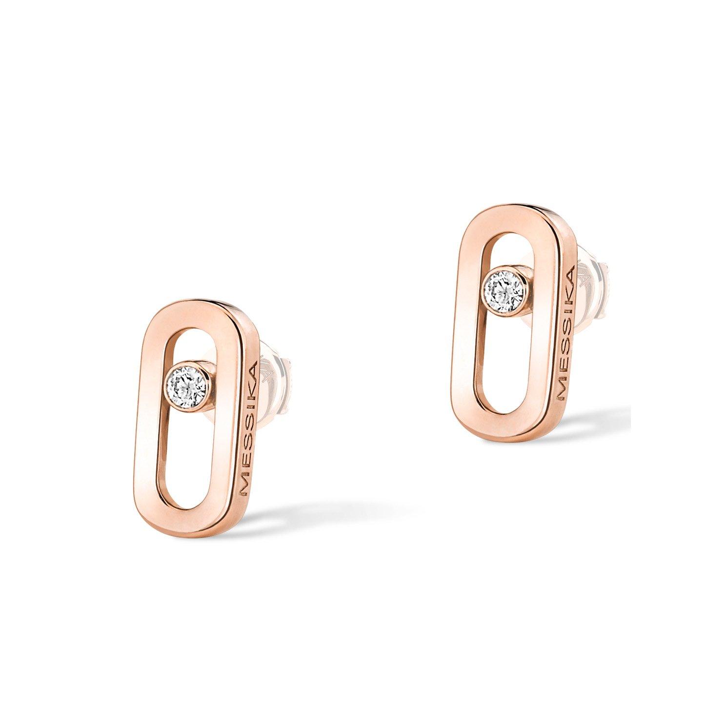 Messika Move Uno 18ct Pink Gold Diamond Stud Earrings