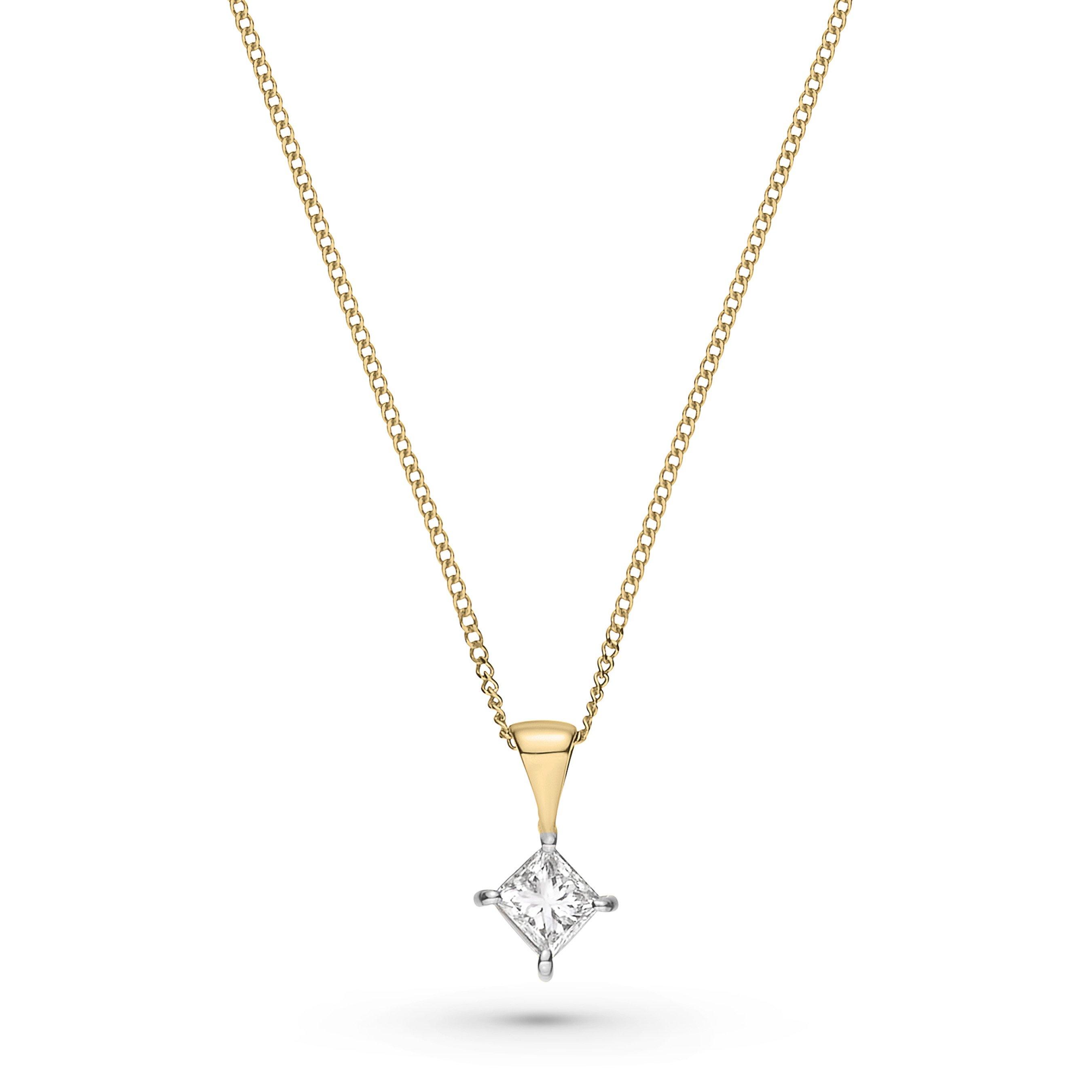 9ct Yellow Gold Princess Diamond Pendant