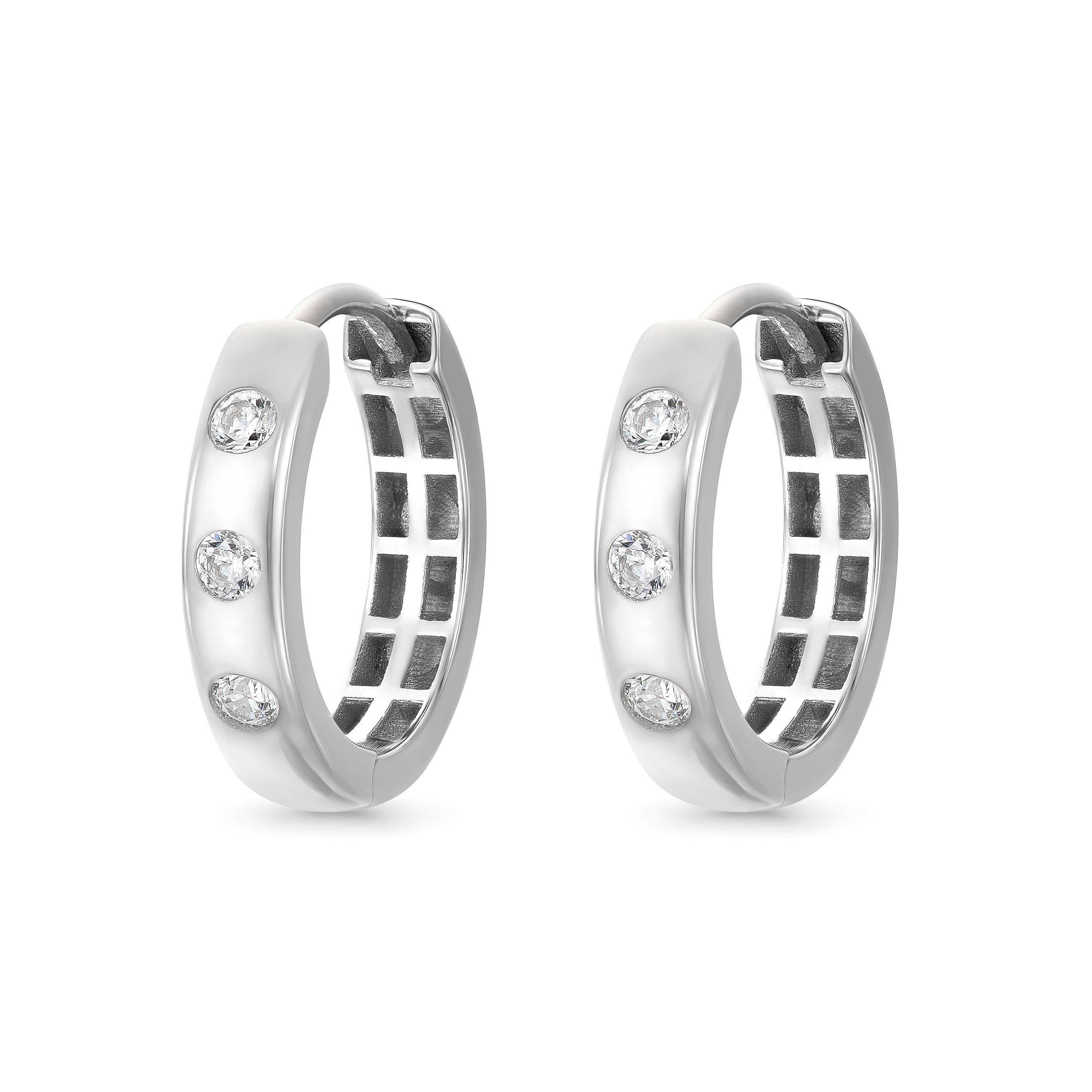 9ct White Gold Cubic Zirconia Hoop Earrings