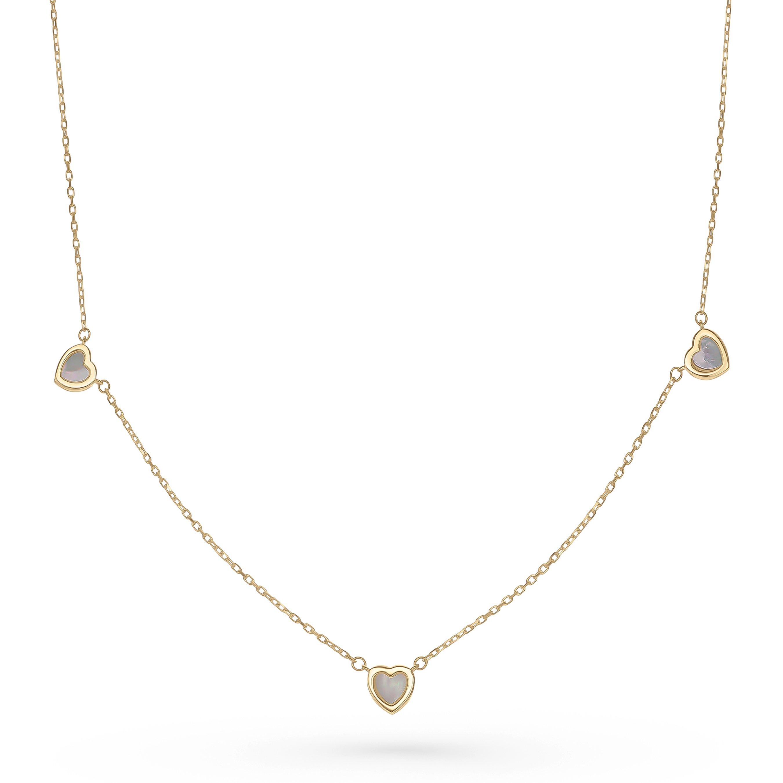 9ct Yellow Gold Mother of Pearl Heart Necklace