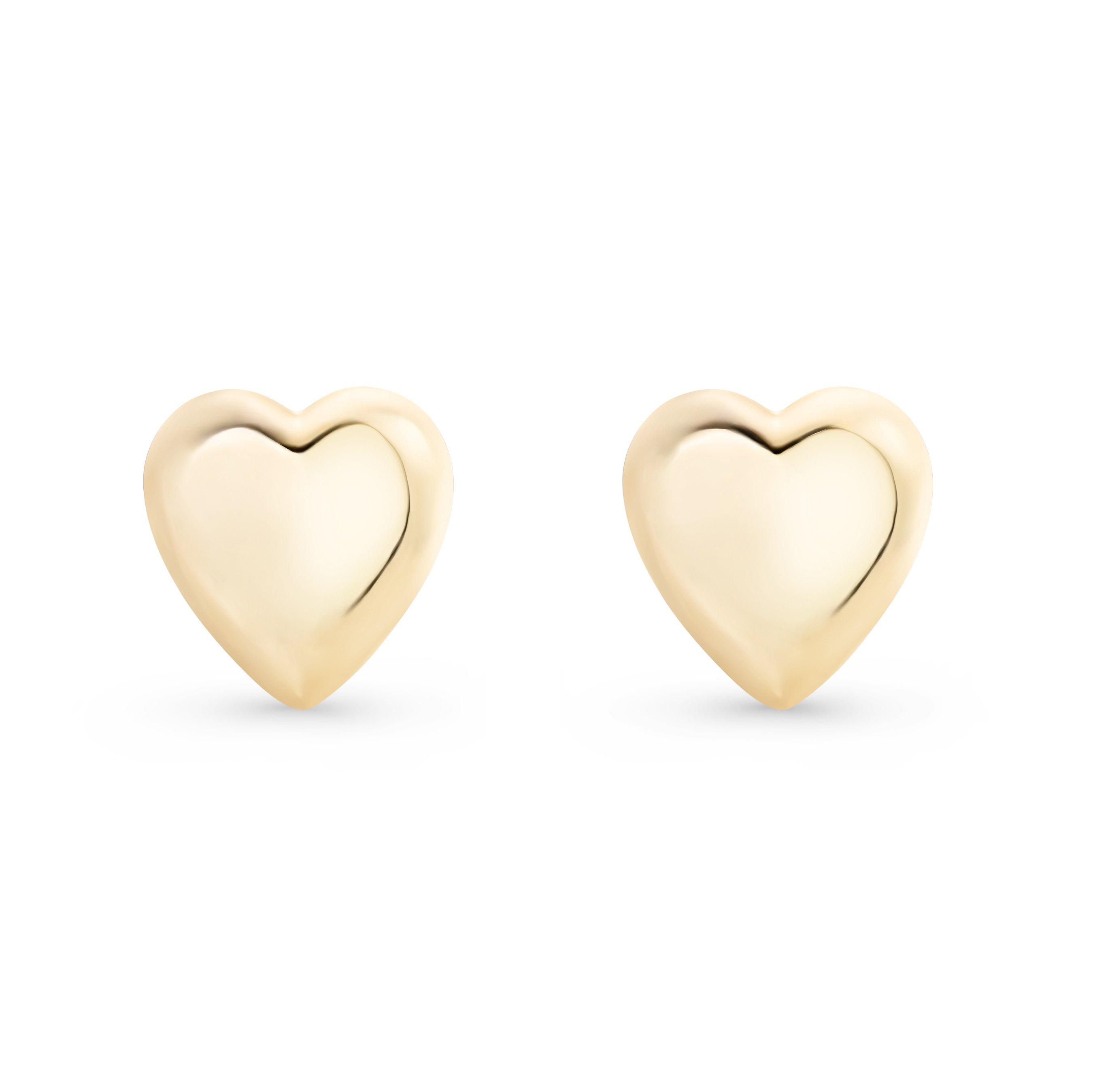 9ct Yellow Gold Heart Stud Earrings