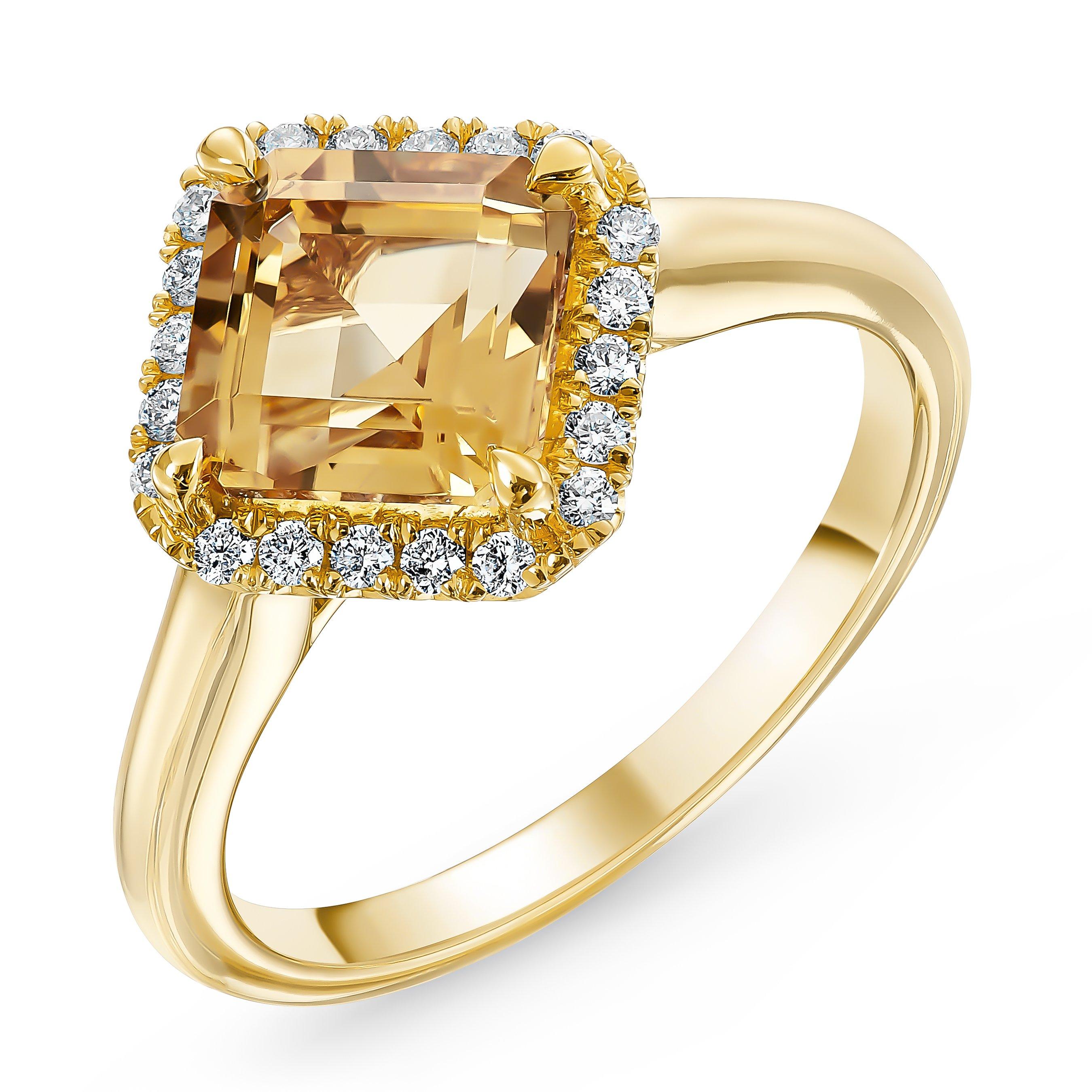Beaverbrooks 9ct Yellow Gold Diamond Citrine Ring