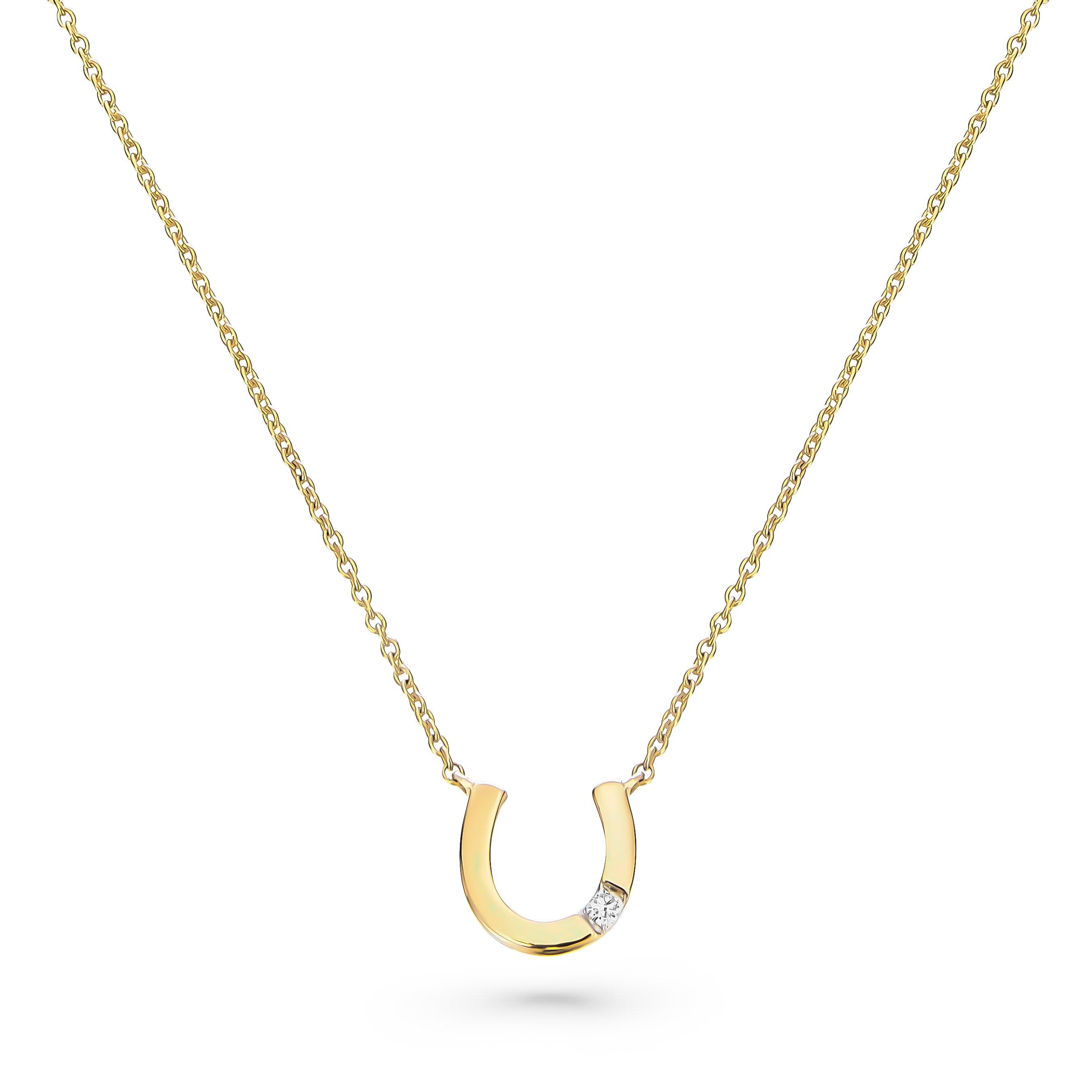 9ct Yellow Gold Diamond Horseshoe Necklace