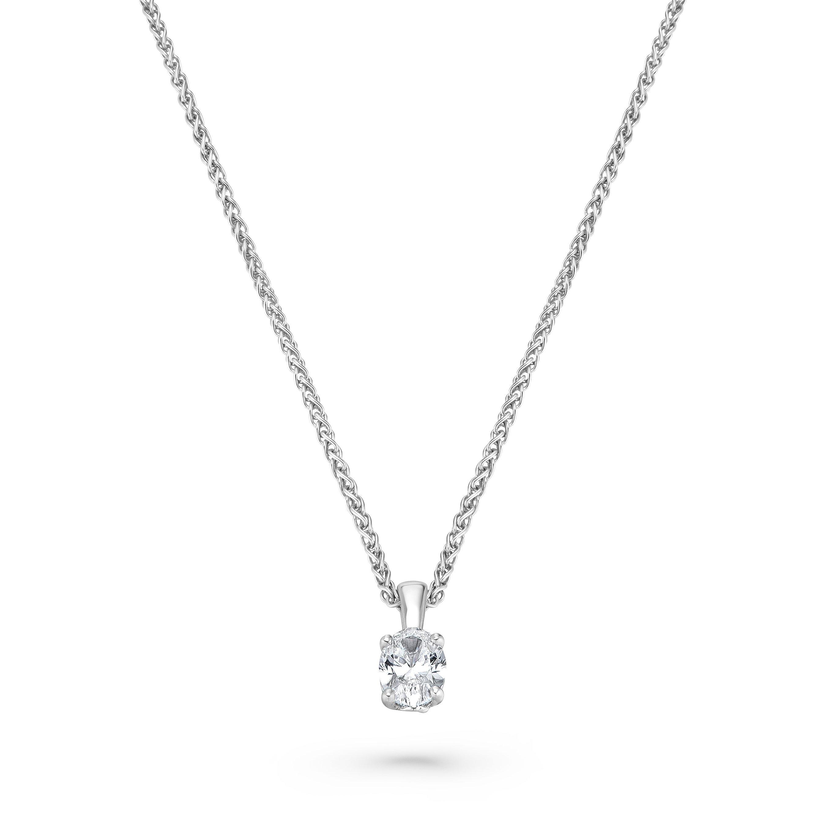 Beaverbrooks Beyond Brilliance 18ct White Gold Diamond Oval Shaped Solitaire Pendant
