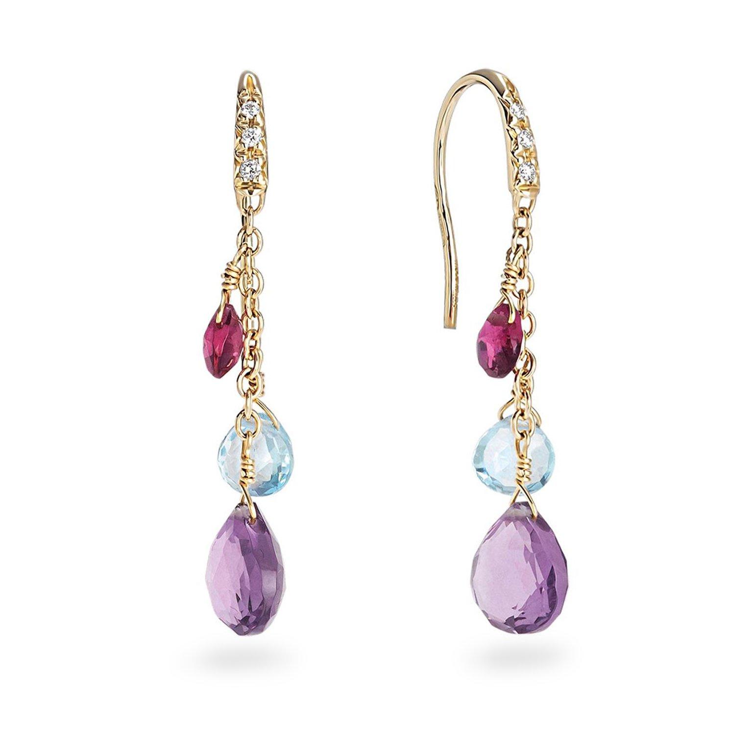 Marco Bicego Paradise 18ct Yellow Gold Diamond and Gemstone Drop Earrings