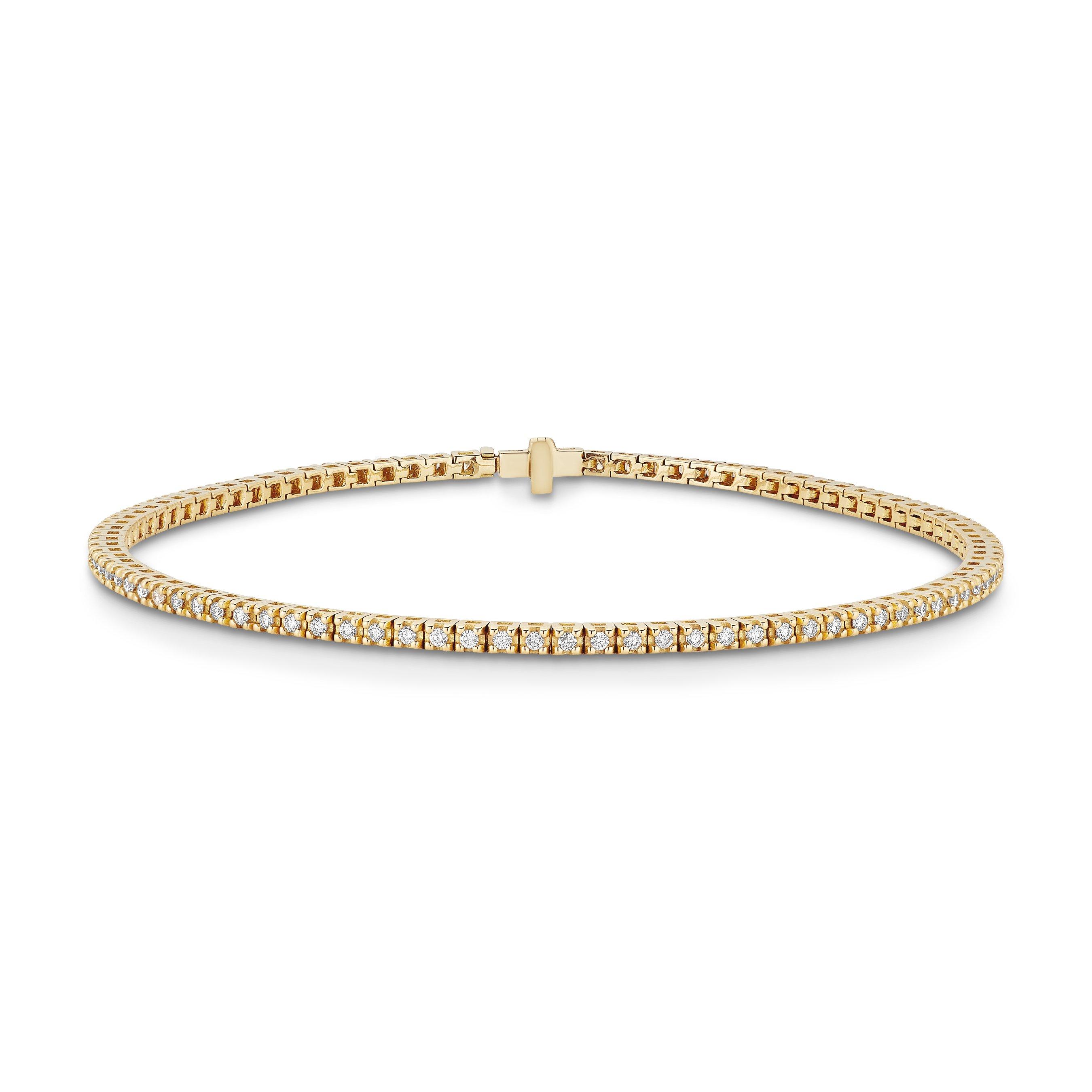 Beaverbrooks 9ct Yellow Gold 17.5cm Diamond Tennis Bracelet