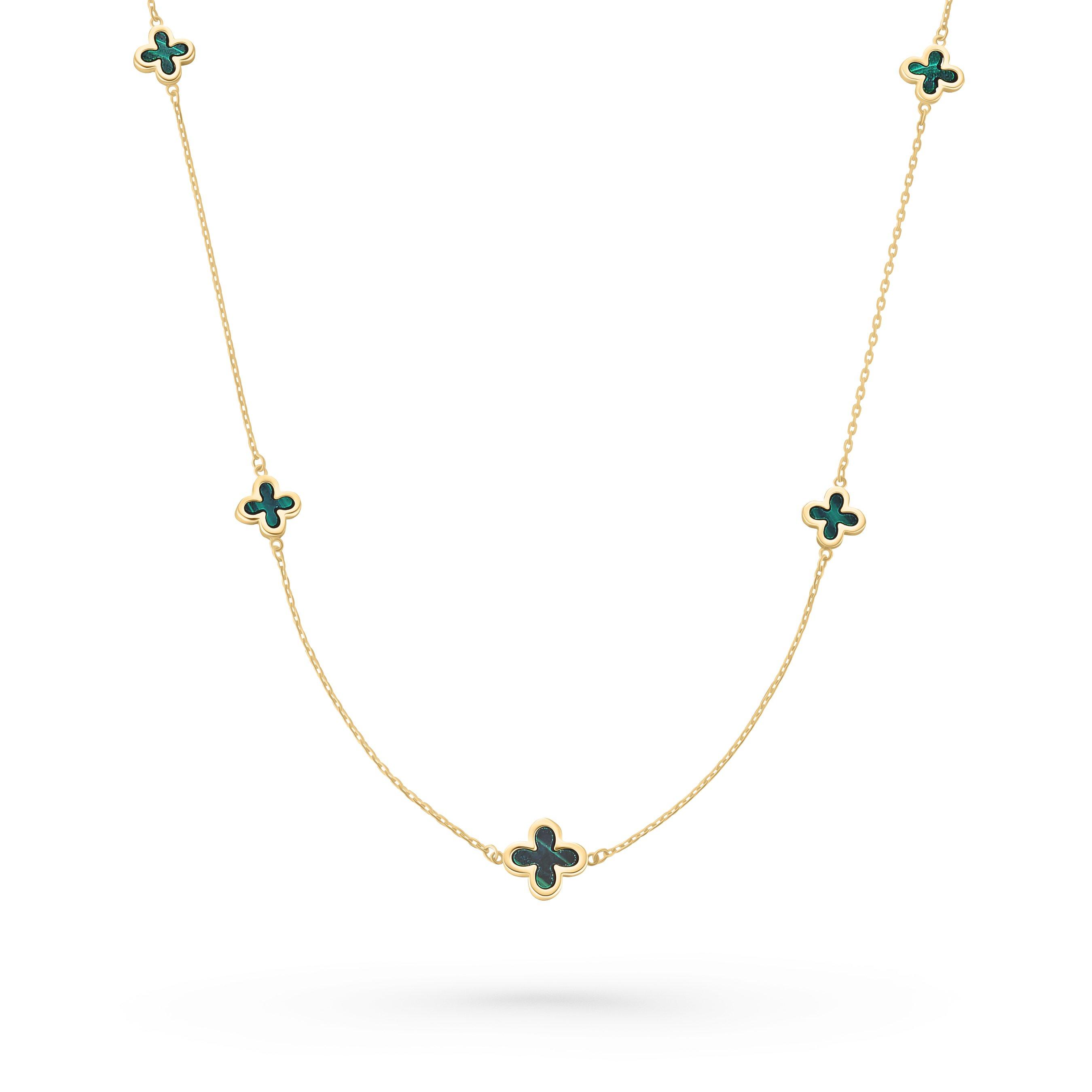 Silver Cubic Zirconia and Mother of Pearl Clover Necklace