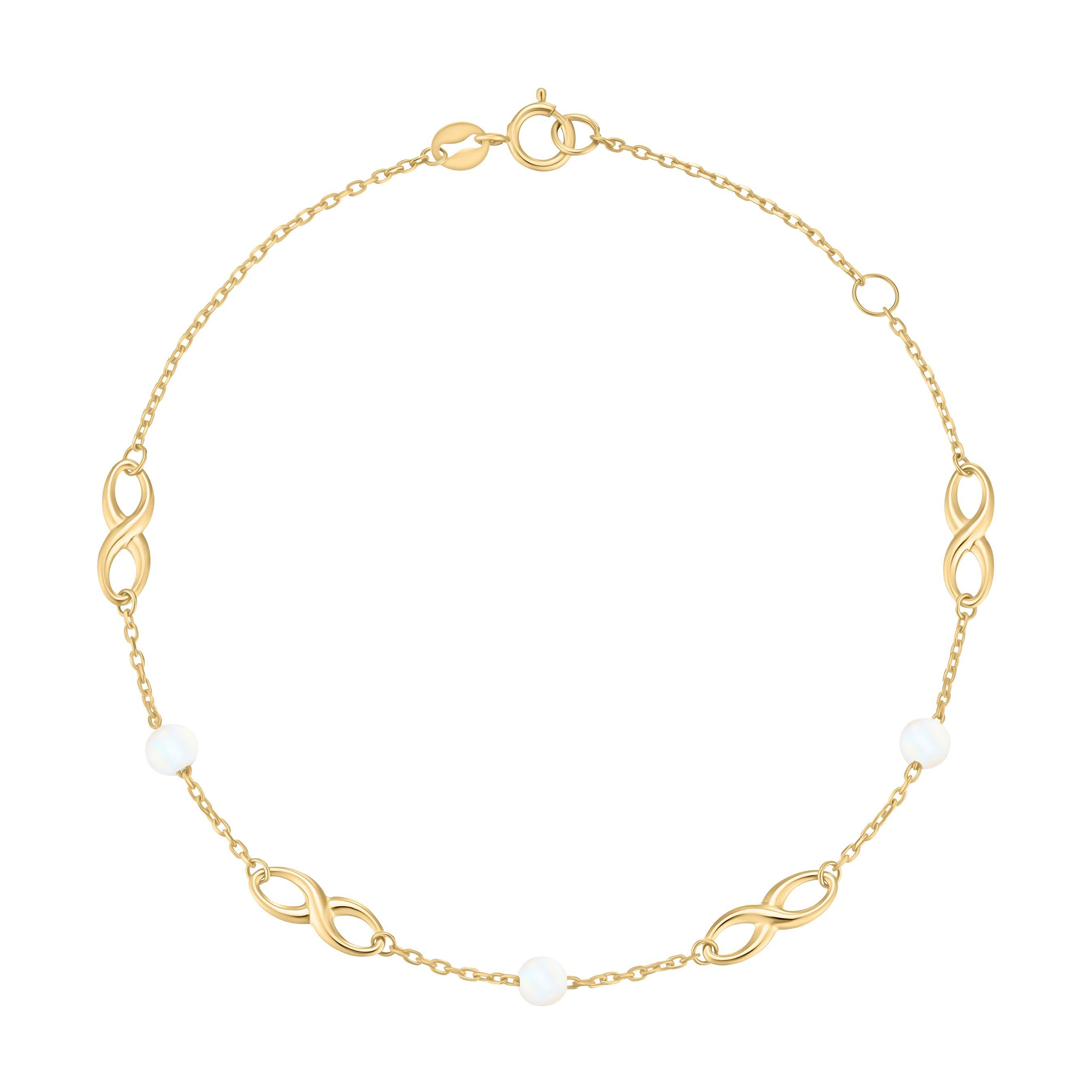 Beaverbrooks 9ct Yellow Gold Freshwater Cultured Pearl Infinity Bracelet
