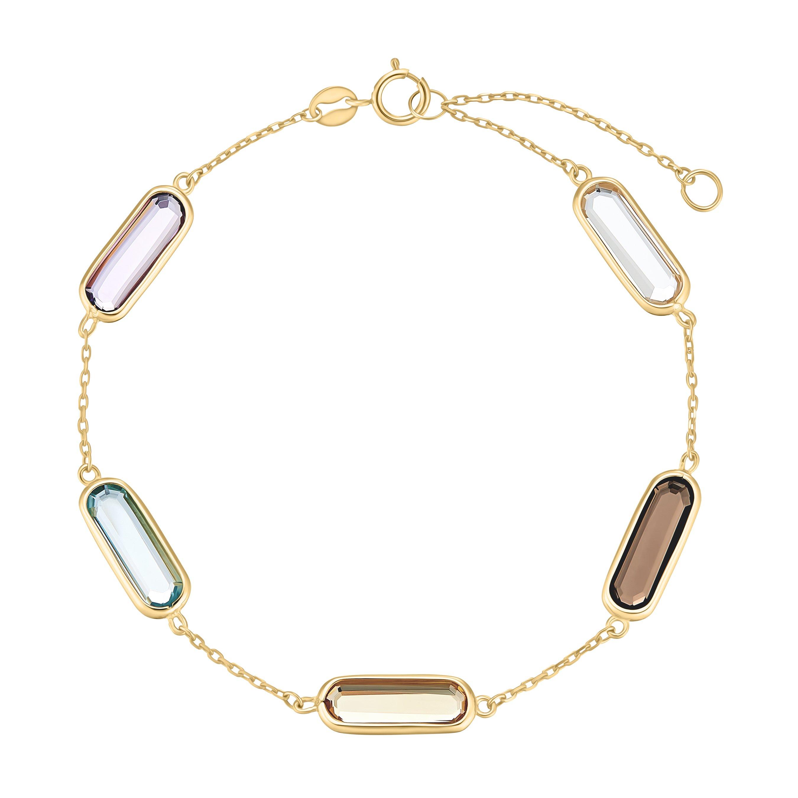 9ct Yellow Gold Multi-Coloured Cubic Zirconia Bracelet