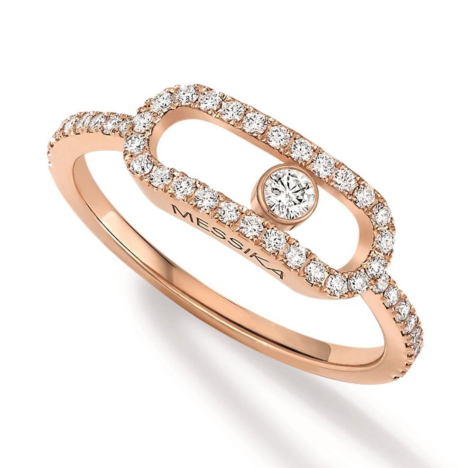 Messika Move Uno Pave 18ct Pink Gold Diamond Ring