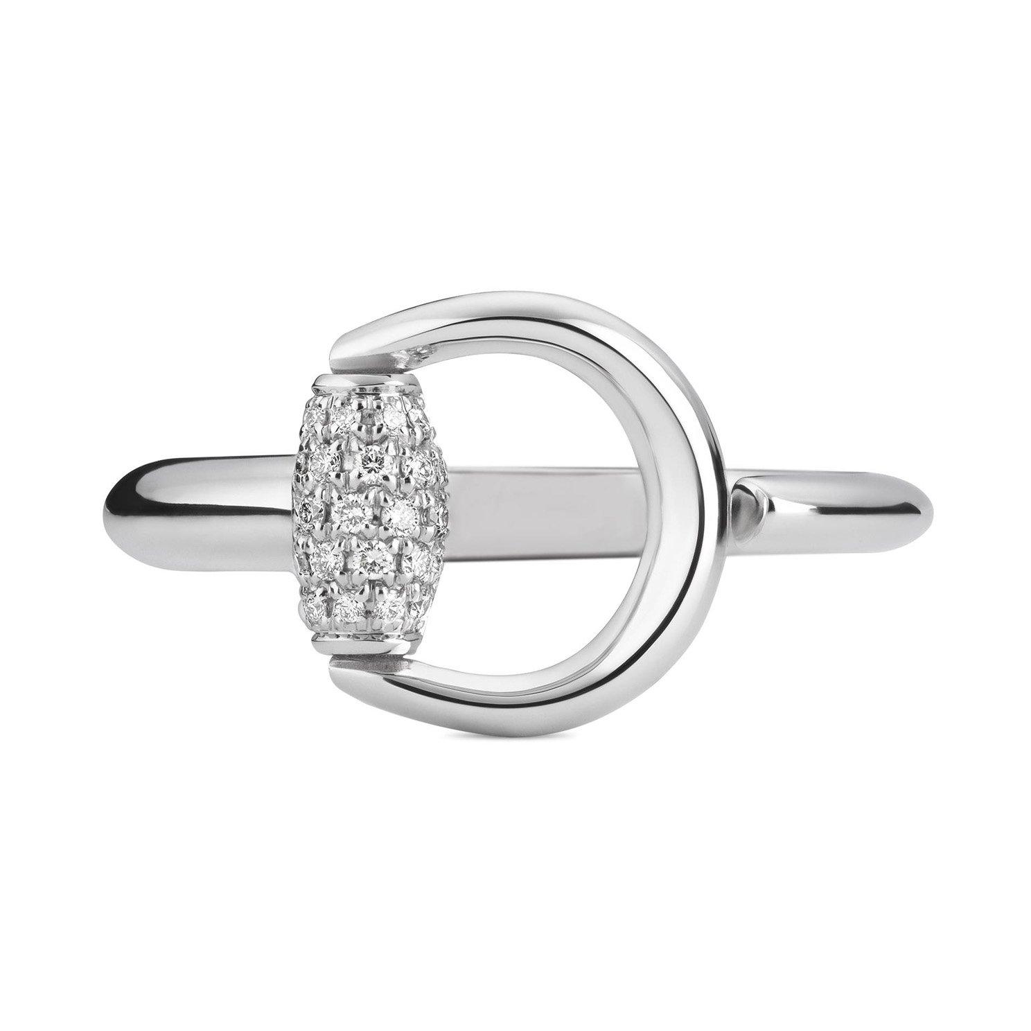 Gucci Horsebit 18ct White Gold Diamond Ring (M)