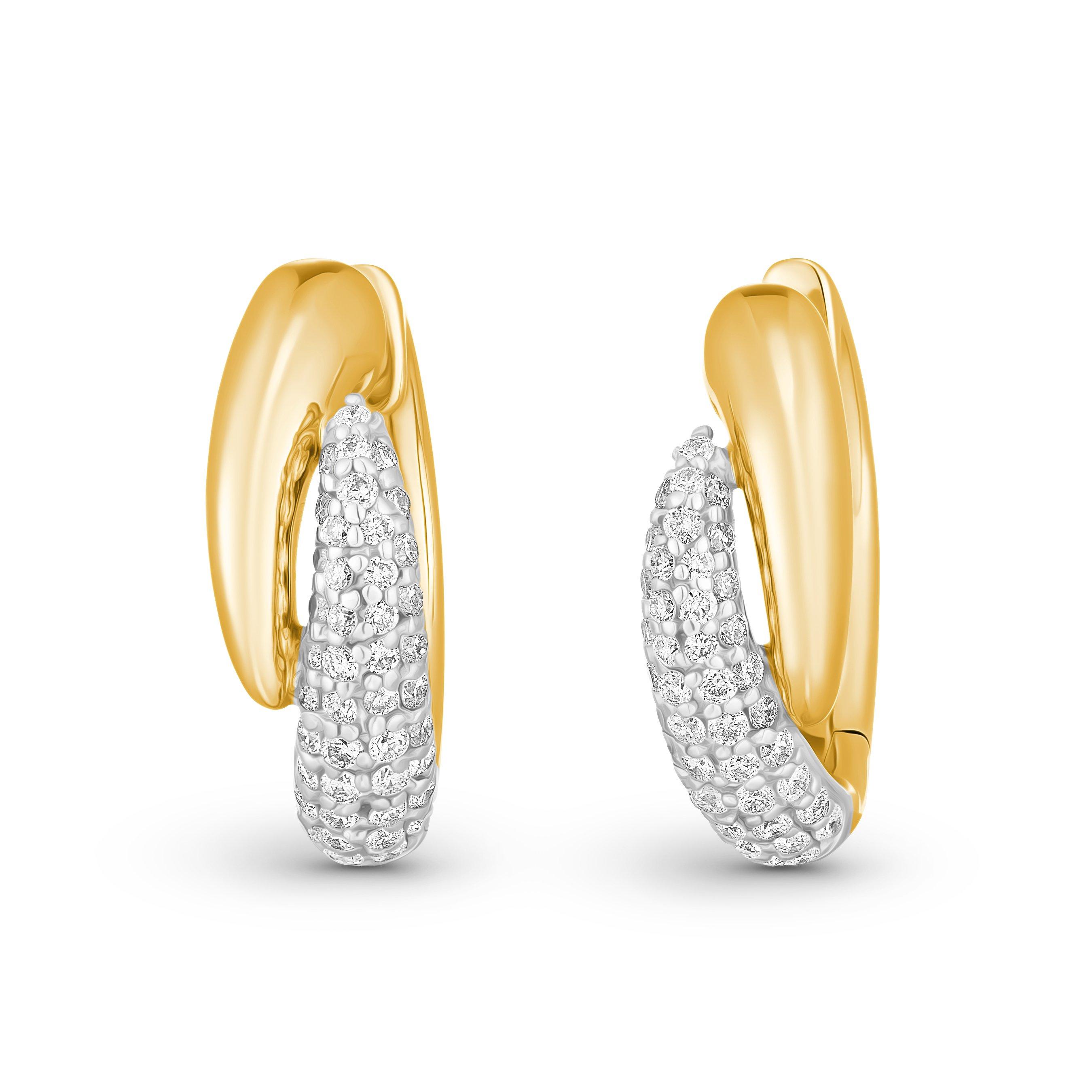 Beaverbrooks Essence 9ct Yellow Gold and White Gold Diamond Hoop Earrings