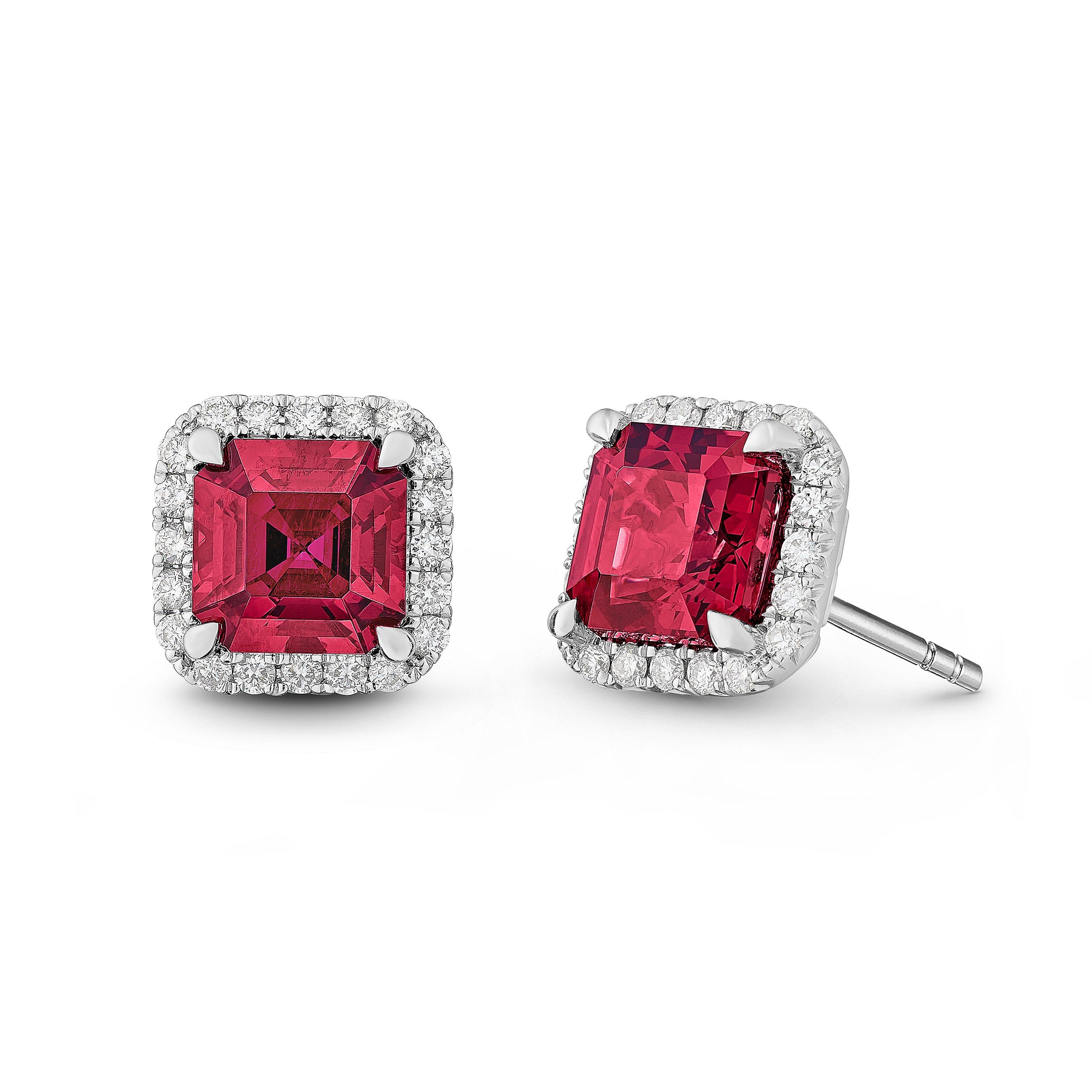 Beaverbrooks 9ct White Gold Diamond Garnet Stud Earrings
