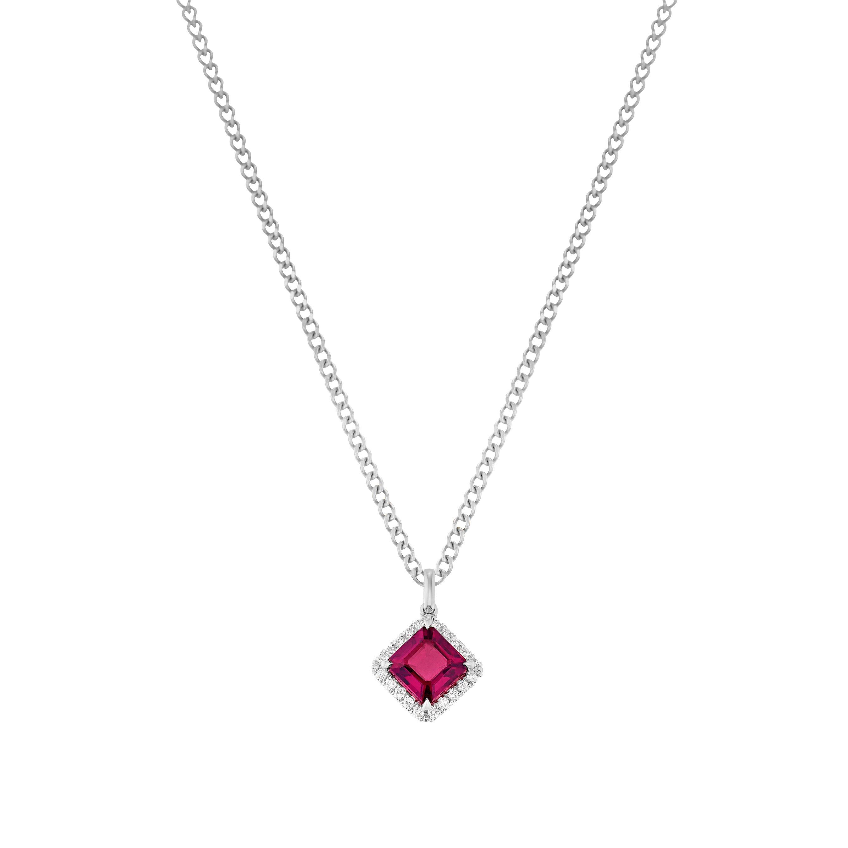 Beaverbrooks 9ct White Gold Diamond Garnet Pendant
