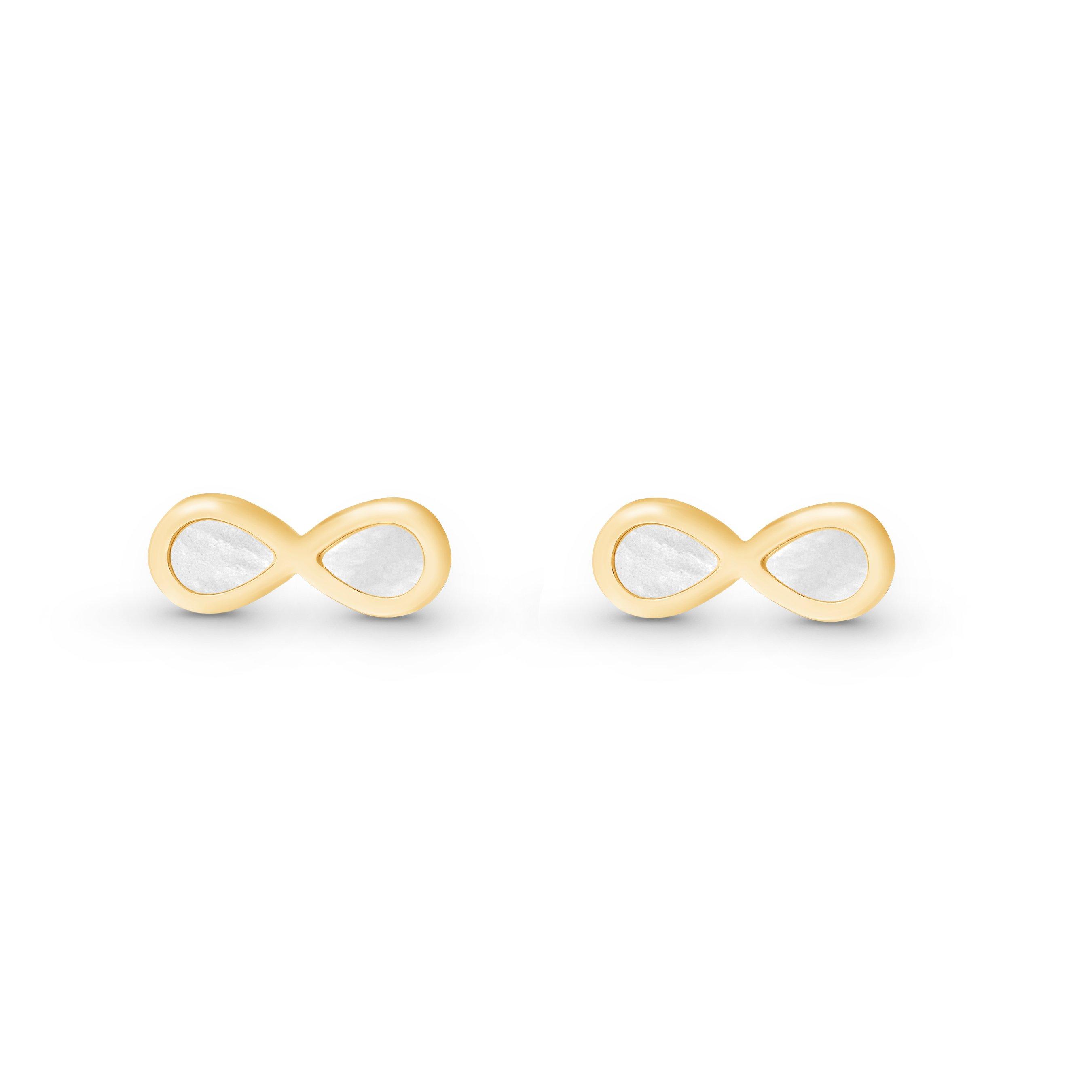 Beaverbrooks 9ct Yellow Gold Mother of Pearl Infinity Stud Earrings