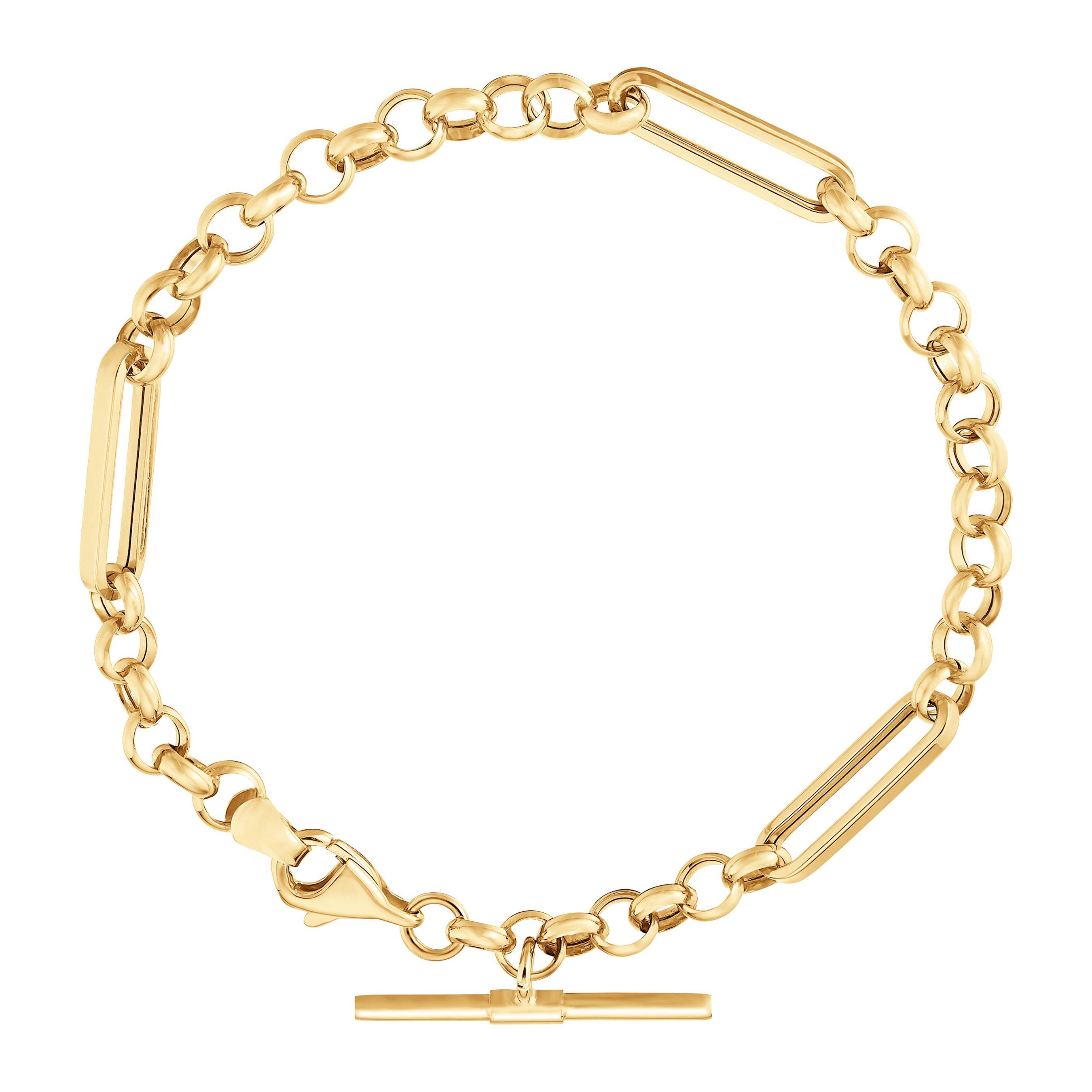 Beaverbrooks Sterling Silver 9ct Yellow Gold Bonded Link Bracelet