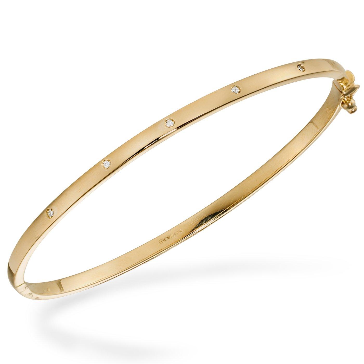 9ct Gold Diamond Set Bangle | 0000364 | Beaverbrooks the Jewellers