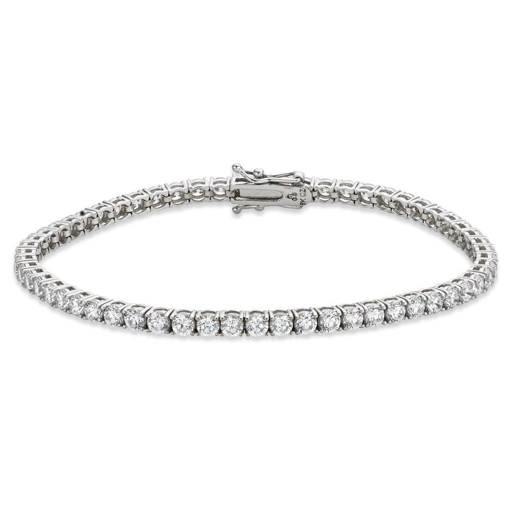 9ct White Gold Cubic Zirconia Bracelet - 20cm