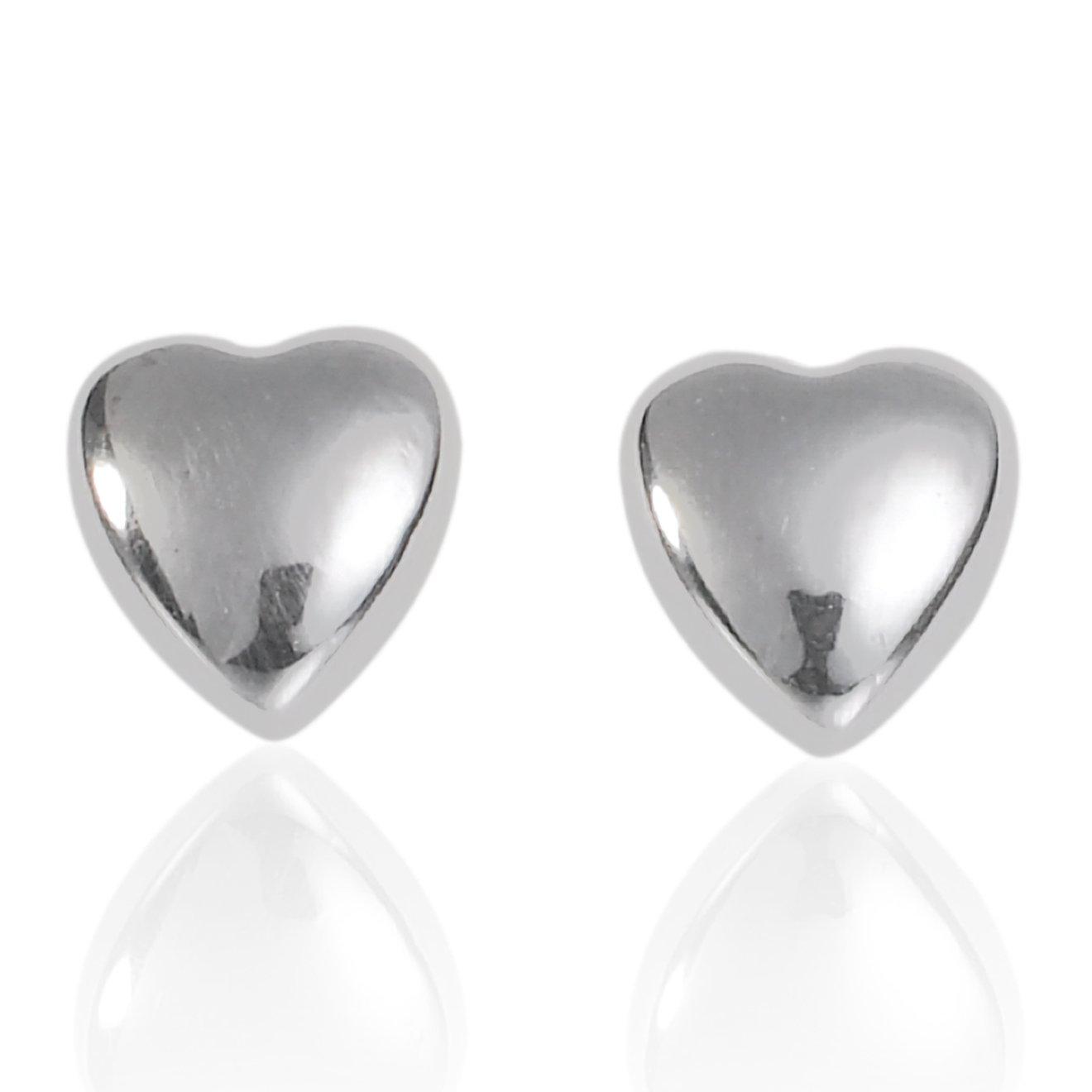 Vintage 9ct White Gold Diamond Heart Stud Earrings — Gembank1973