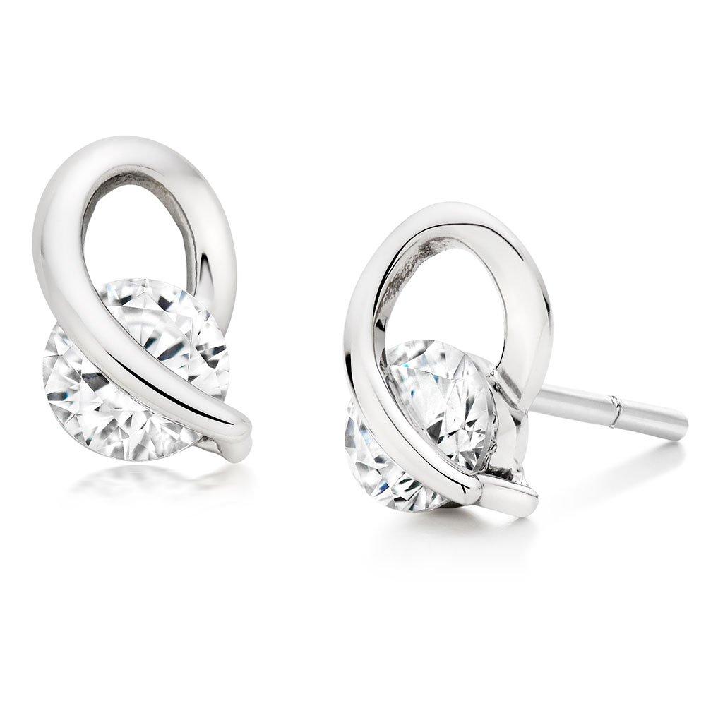 9ct White Gold Cubic Zirconia Stud Earrings 0000466 Beaverbrooks