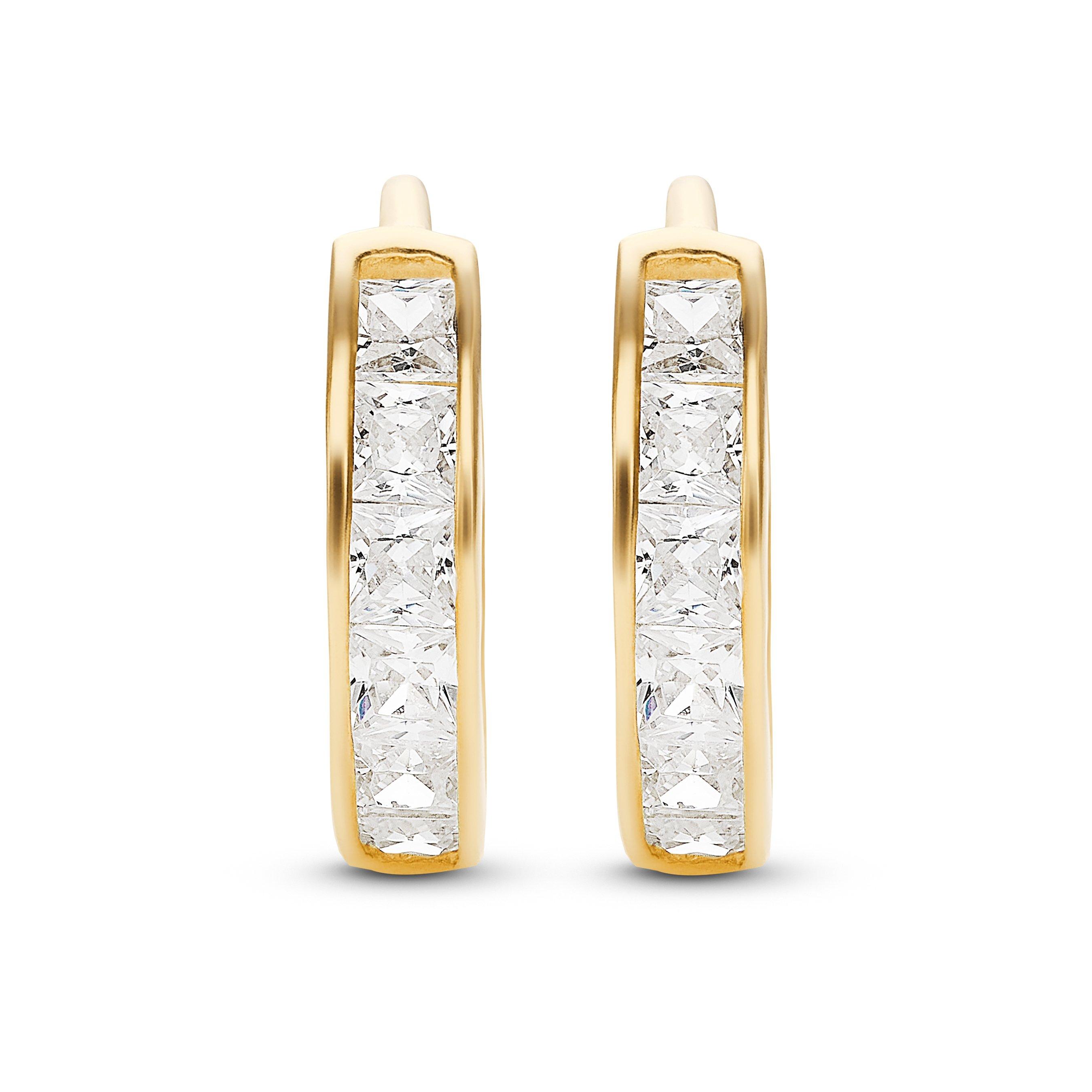 Beaverbrooks 9ct Yellow Gold Cubic Zirconia Huggie Hoop Earrings
