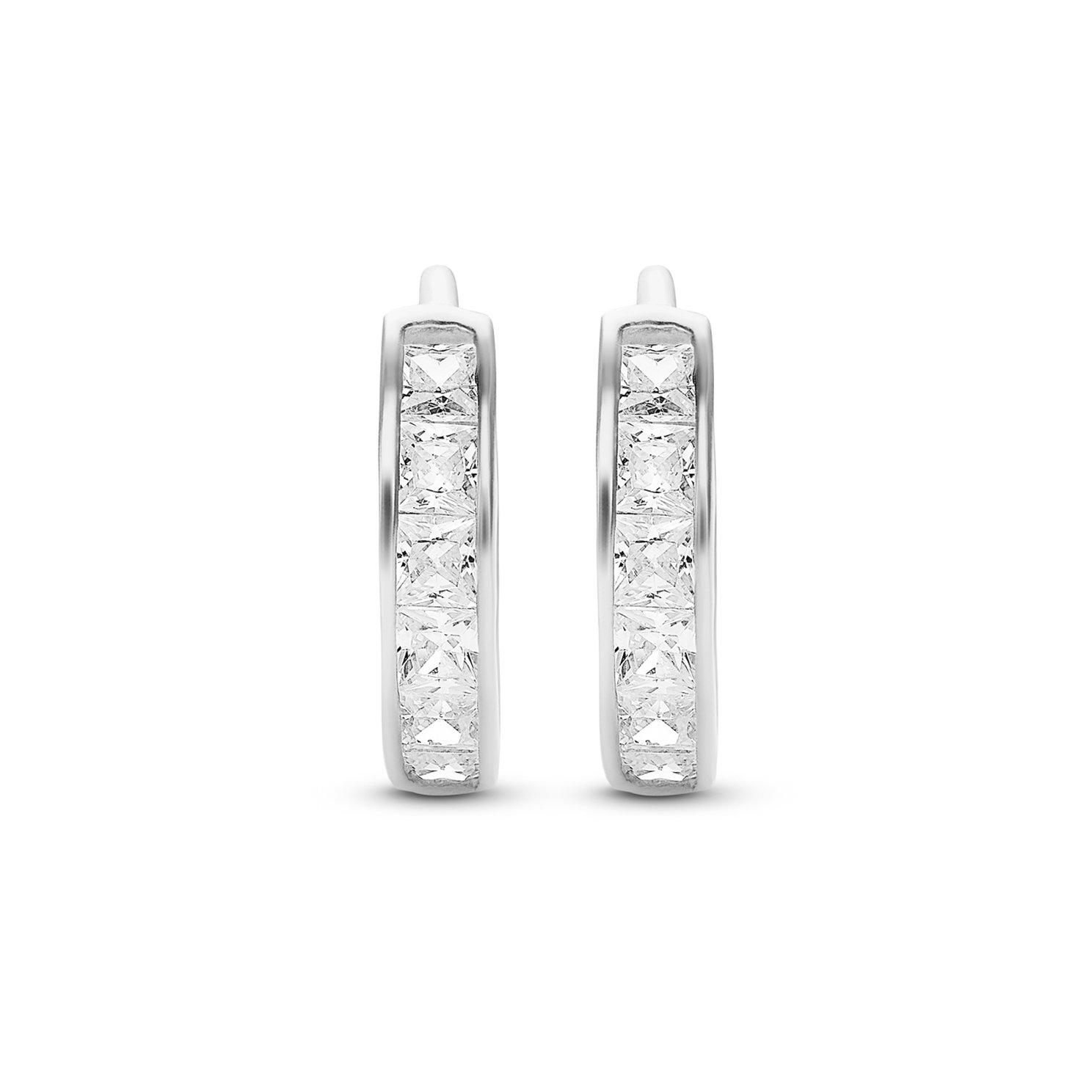 9ct White Gold Cubic Zirconia Hoop Earrings | 0000504 | Beaverbrooks ...