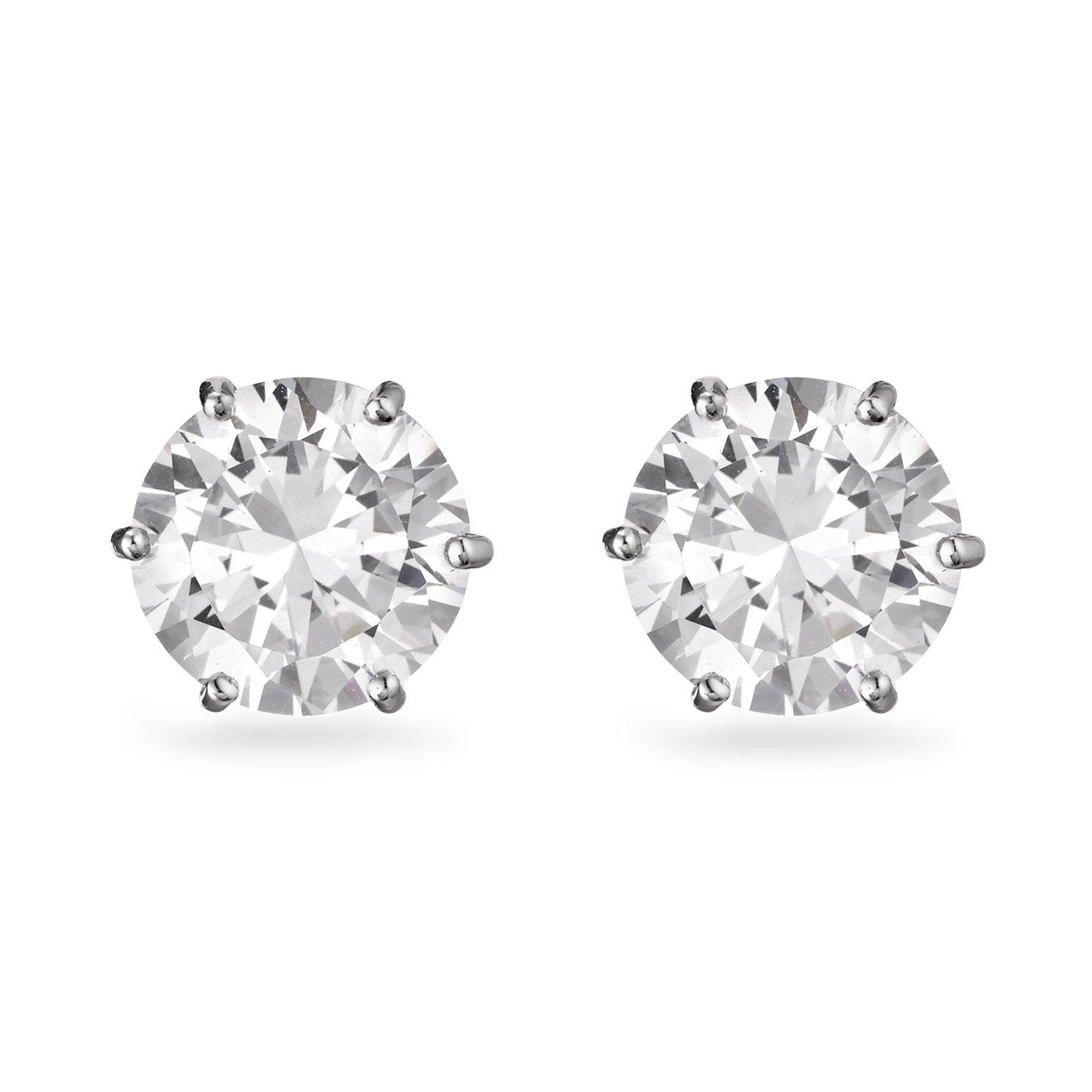 Beaverbrooks Women's 9ct White Gold Cubic Zirconia Stud Earrings, Size 9mm