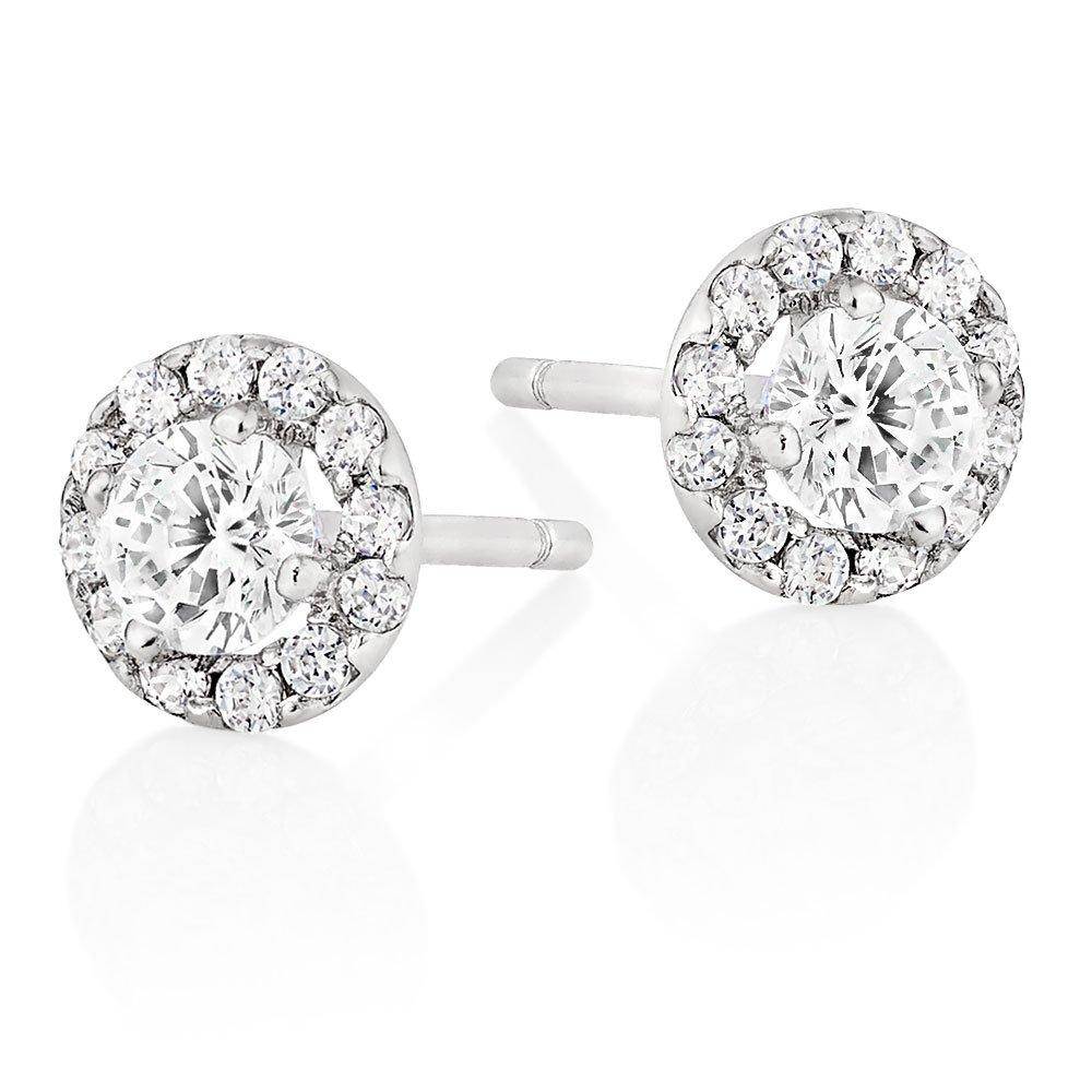 9ct White Gold Cubic Zirconia Stud Earrings