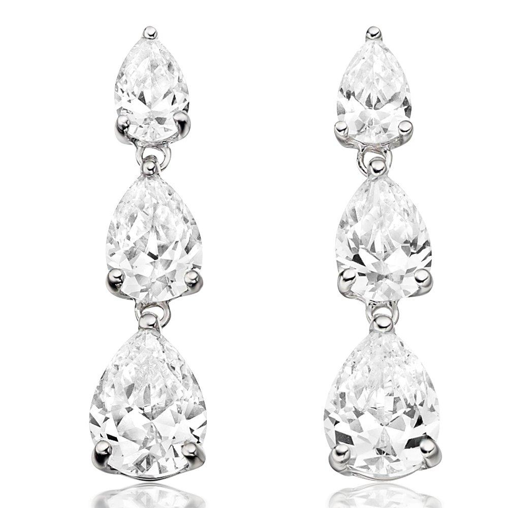 9ct White Gold Cubic Zirconia Drop Earrings | 0000613 | Beaverbrooks ...