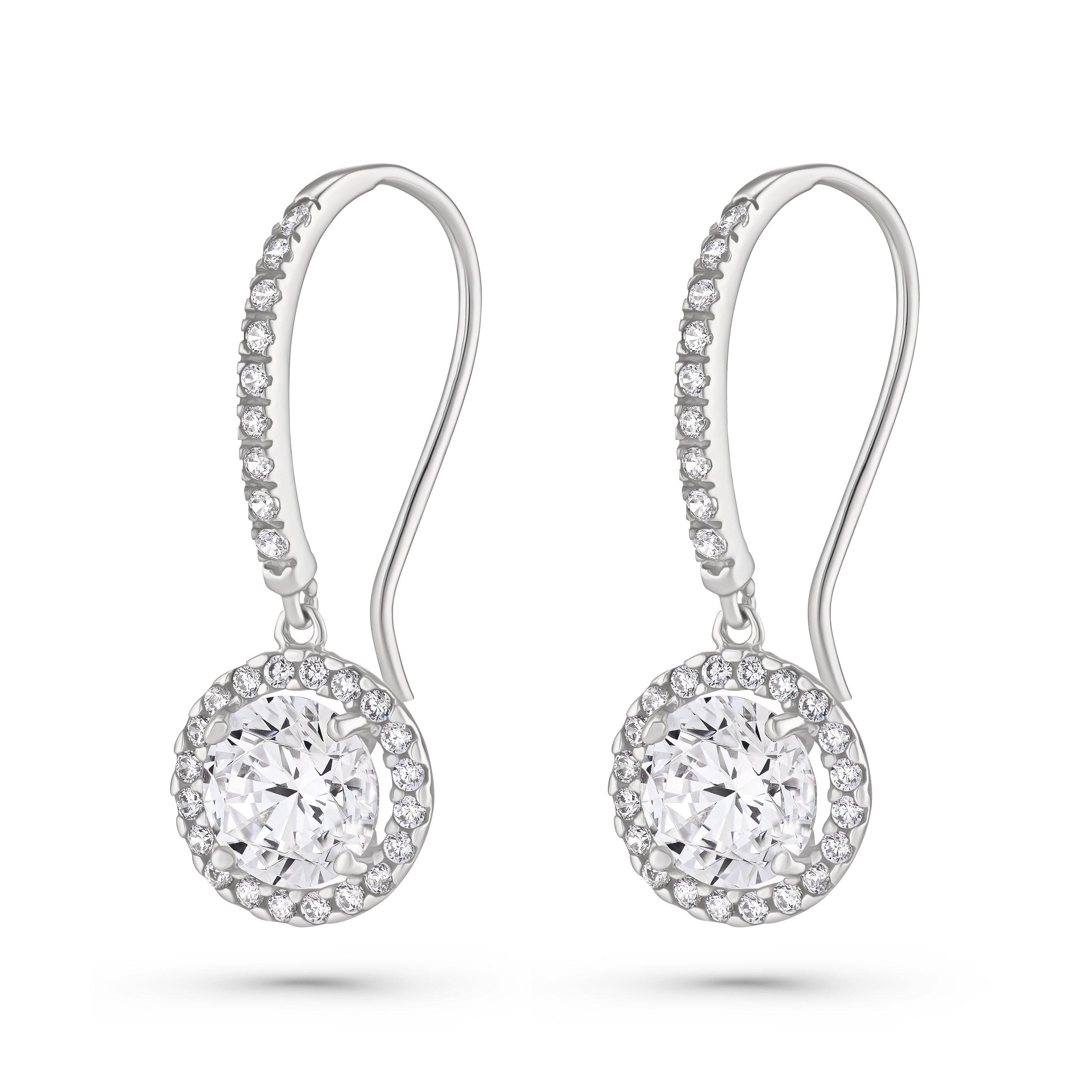 9ct White Gold Cubic Zirconia Drop Earrings | 0000617 | Beaverbrooks ...