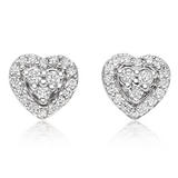 9ct White Gold Diamond Heart Stud Earrings