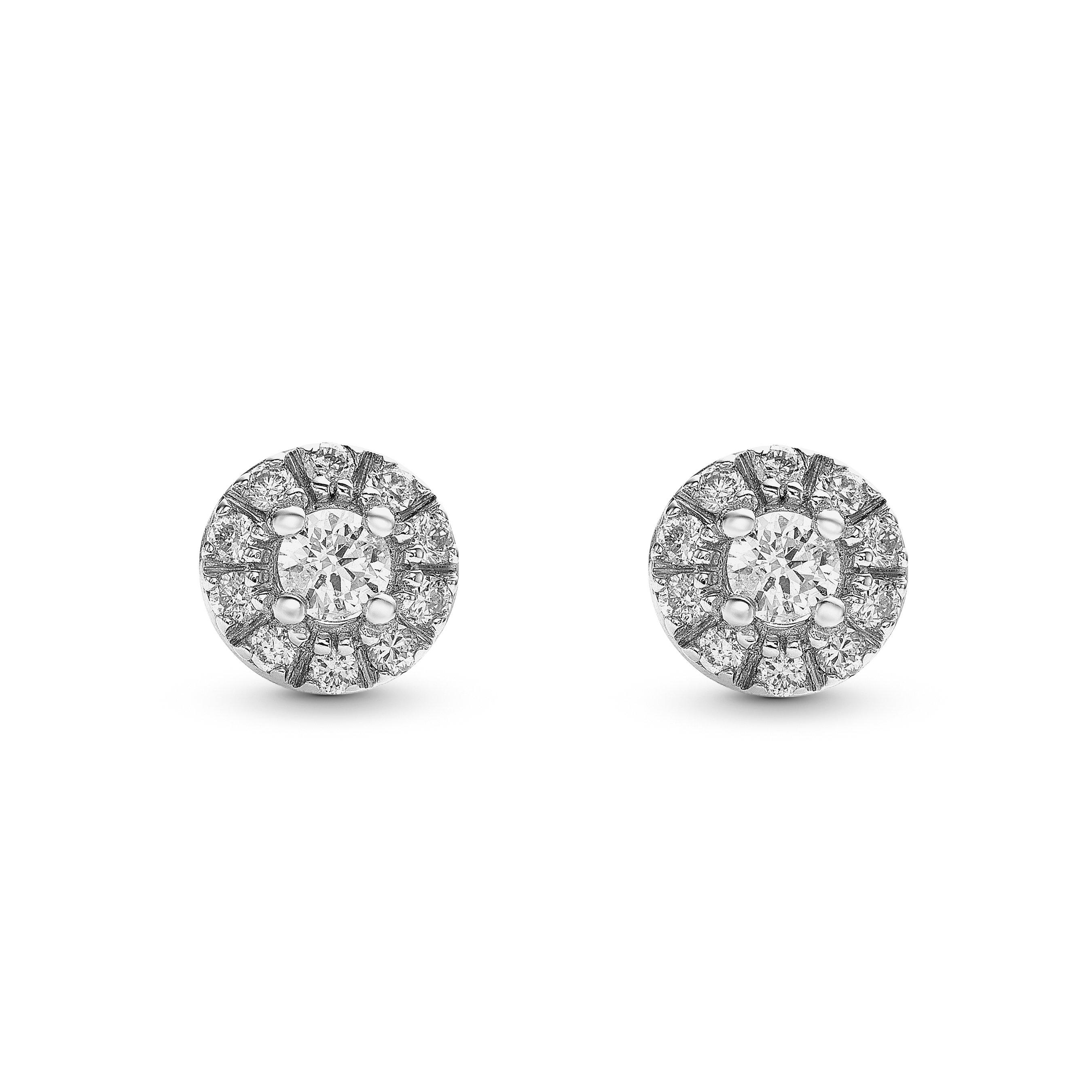 9ct White Gold Diamond Stud Earrings