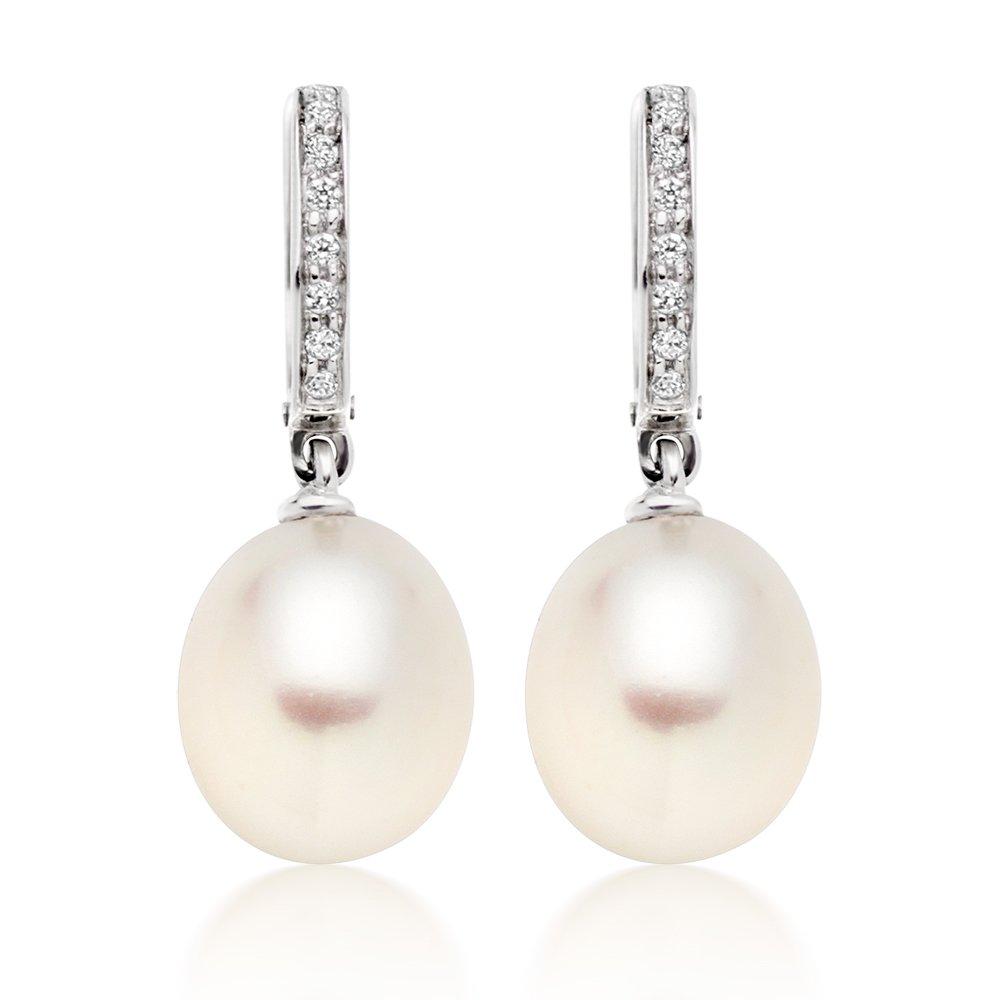 White gold 2025 pearl earrings