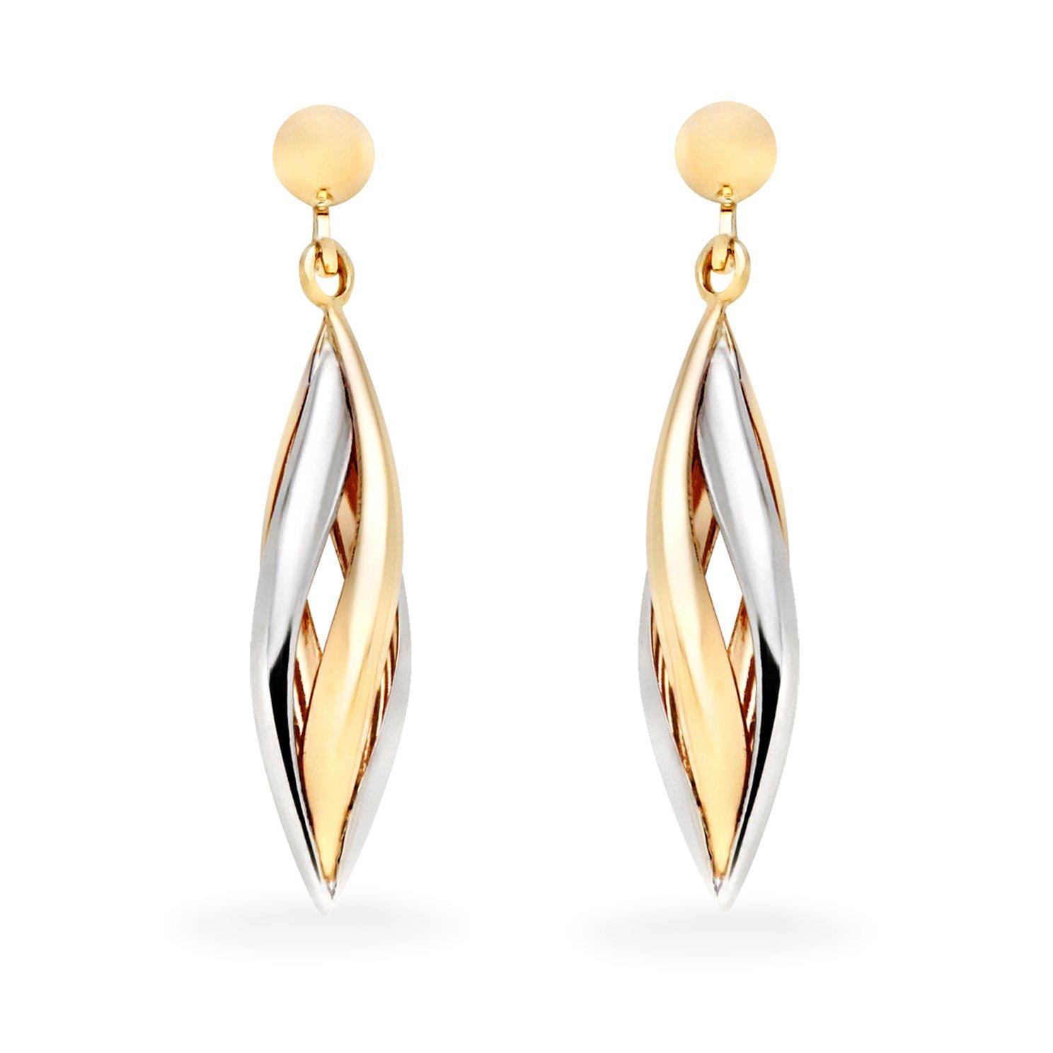 9ct Yellow Gold and White Gold Drop Earrings