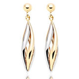 9ct Yellow Gold and White Gold Drop Earrings