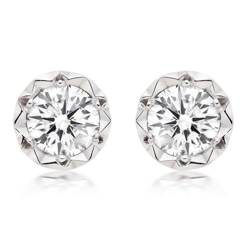 9ct White Gold Diamond Stud Earrings | 0010964 | Beaverbrooks the Jewellers