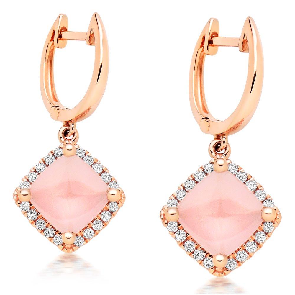 9ct Rose Gold Diamond Quartz Earrings, 0011218