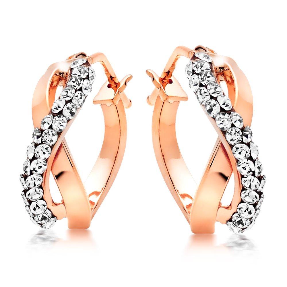 9ct Rose Gold Crystal Hoop Earrings 0011926 Beaverbrooks the