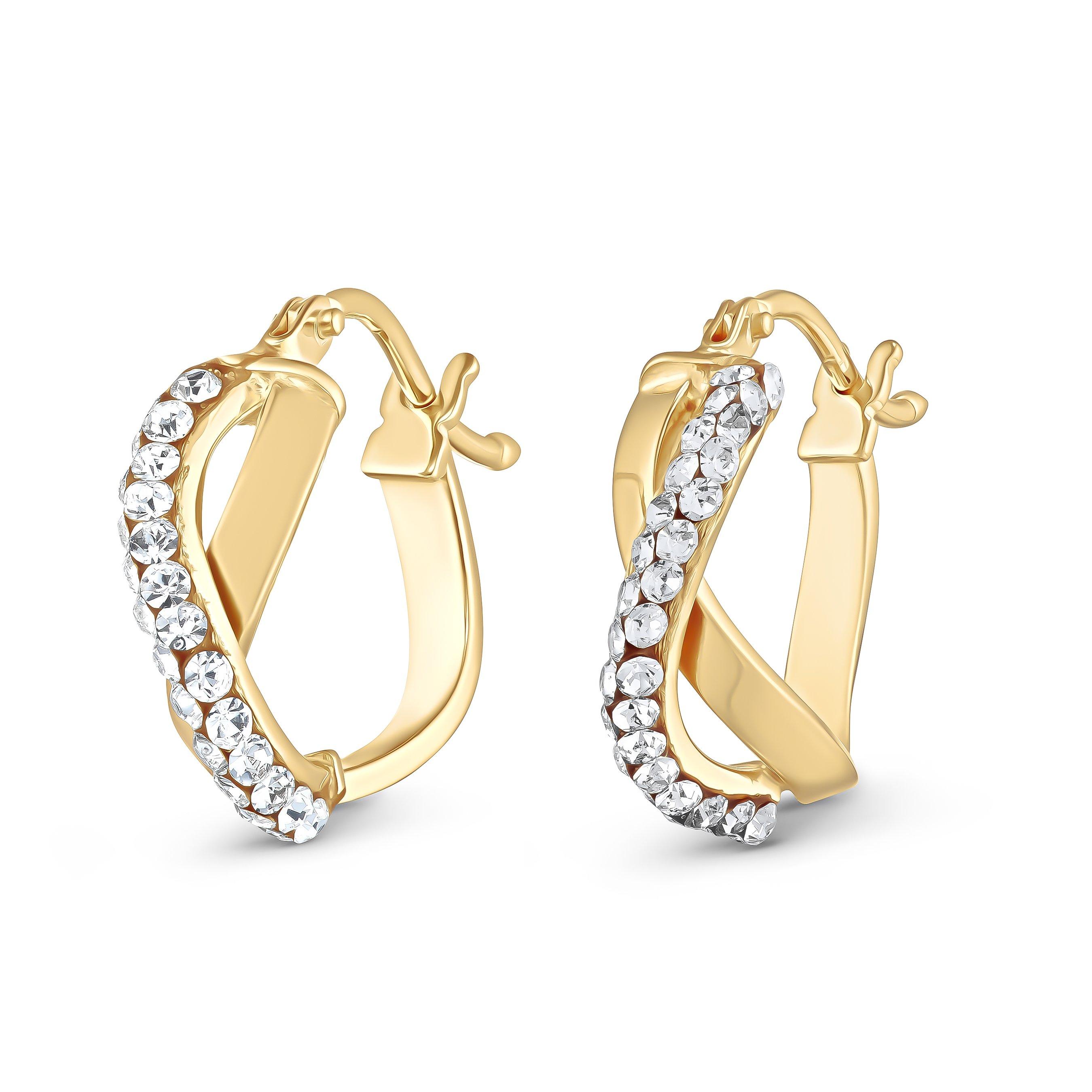 9ct Yellow Gold Crystal Hoop Earrings