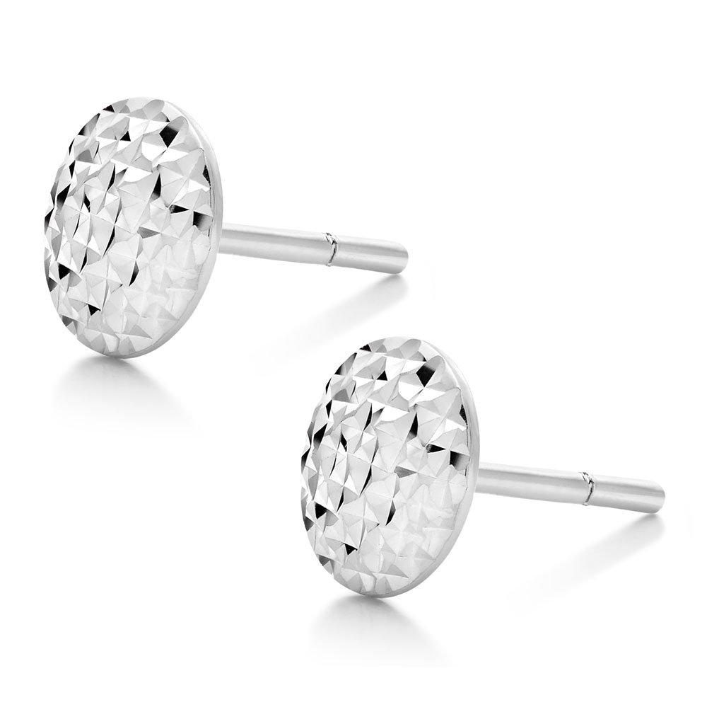 9ct White Gold Circle Stud Earrings