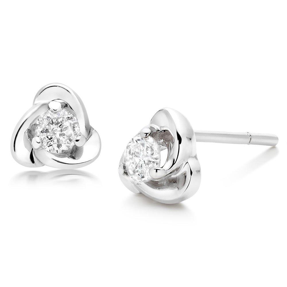 9ct White Gold Diamond Earrings