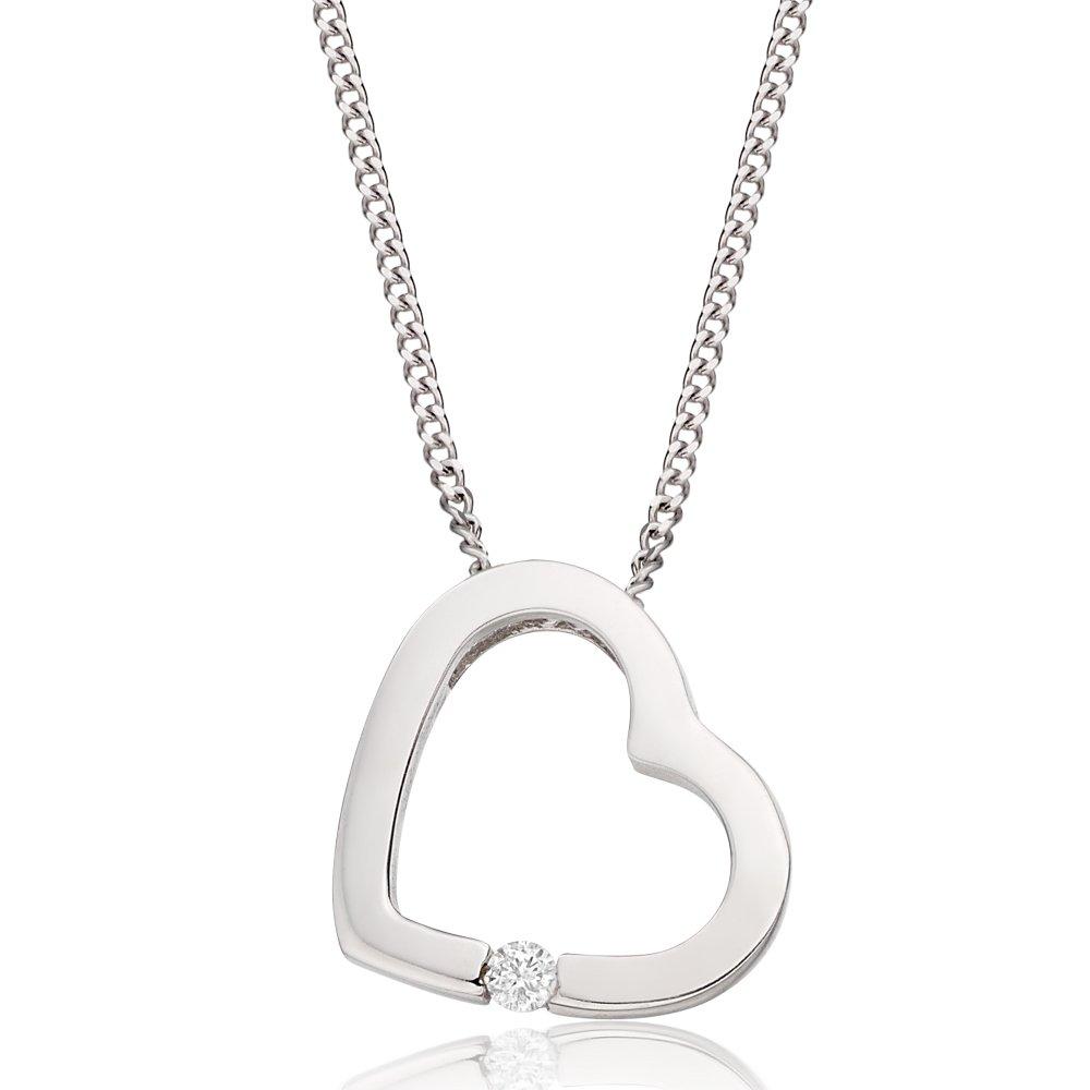 9ct White Gold Diamond Heart Pendant | 0000755 | Beaverbrooks the Jewellers